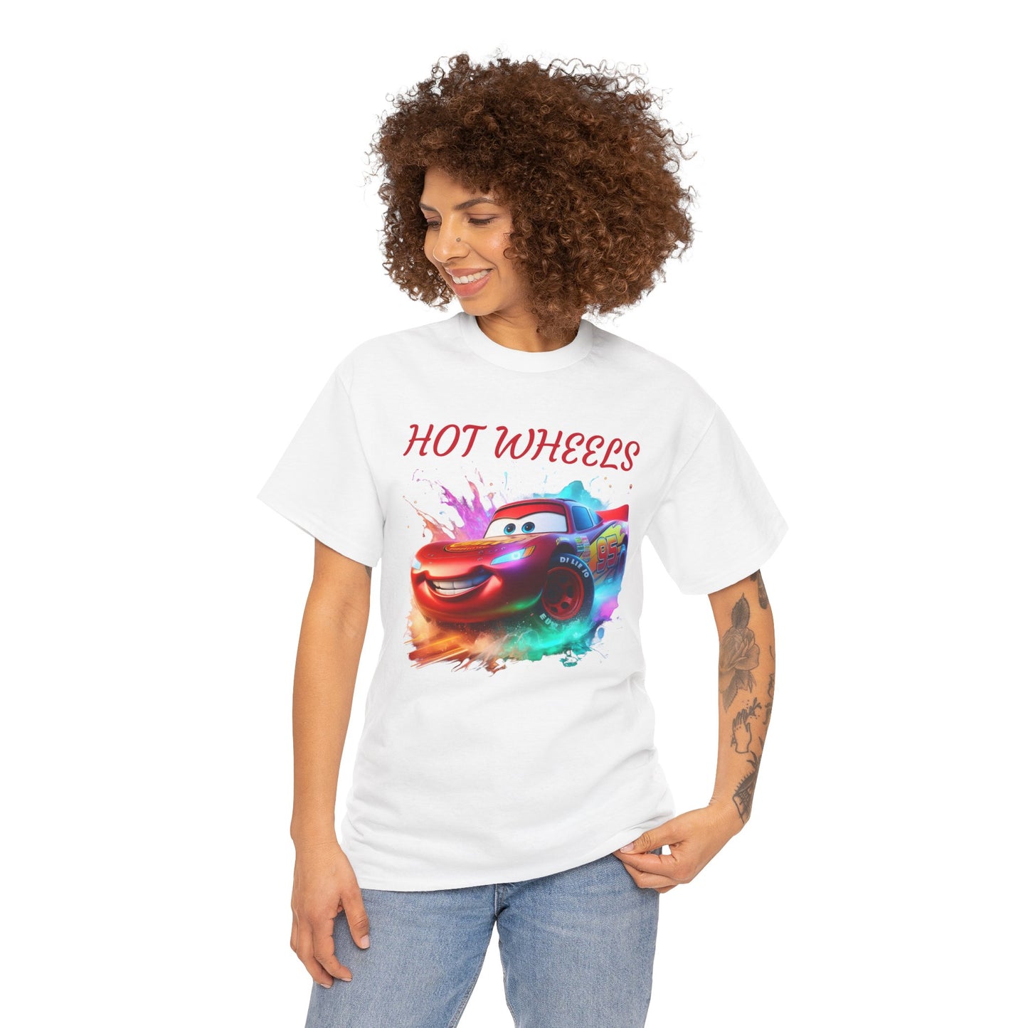 Princess Grace Hot Wheels Unisex Heavy Cotton Tee Fun Car Graphic T-Shirt for Kids and Adults