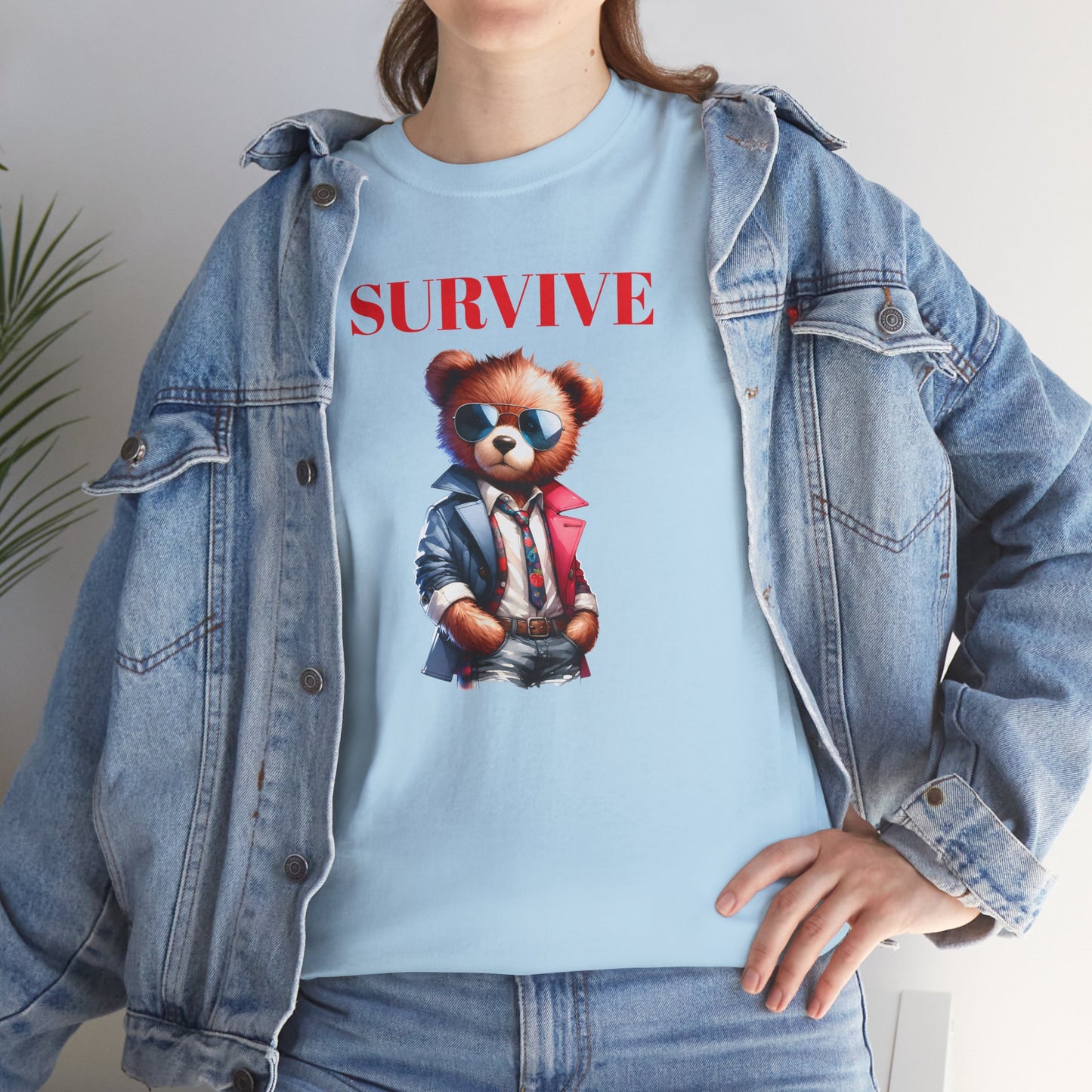 Princess Grace Survive Teddy Bear Unisex Heavy Cotton Tee