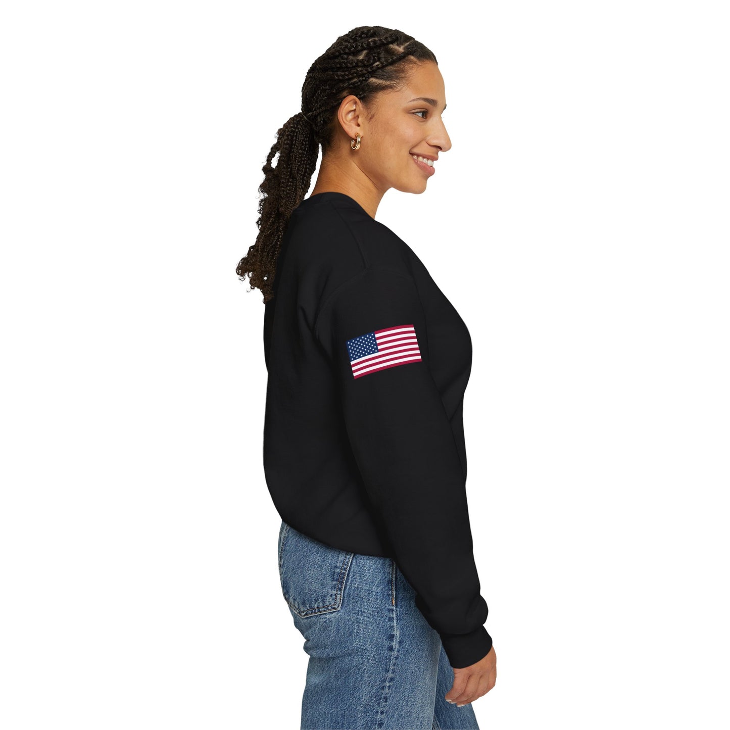 Princess Grace Patriotic Unisex Crewneck Sweatshirt with American Flags