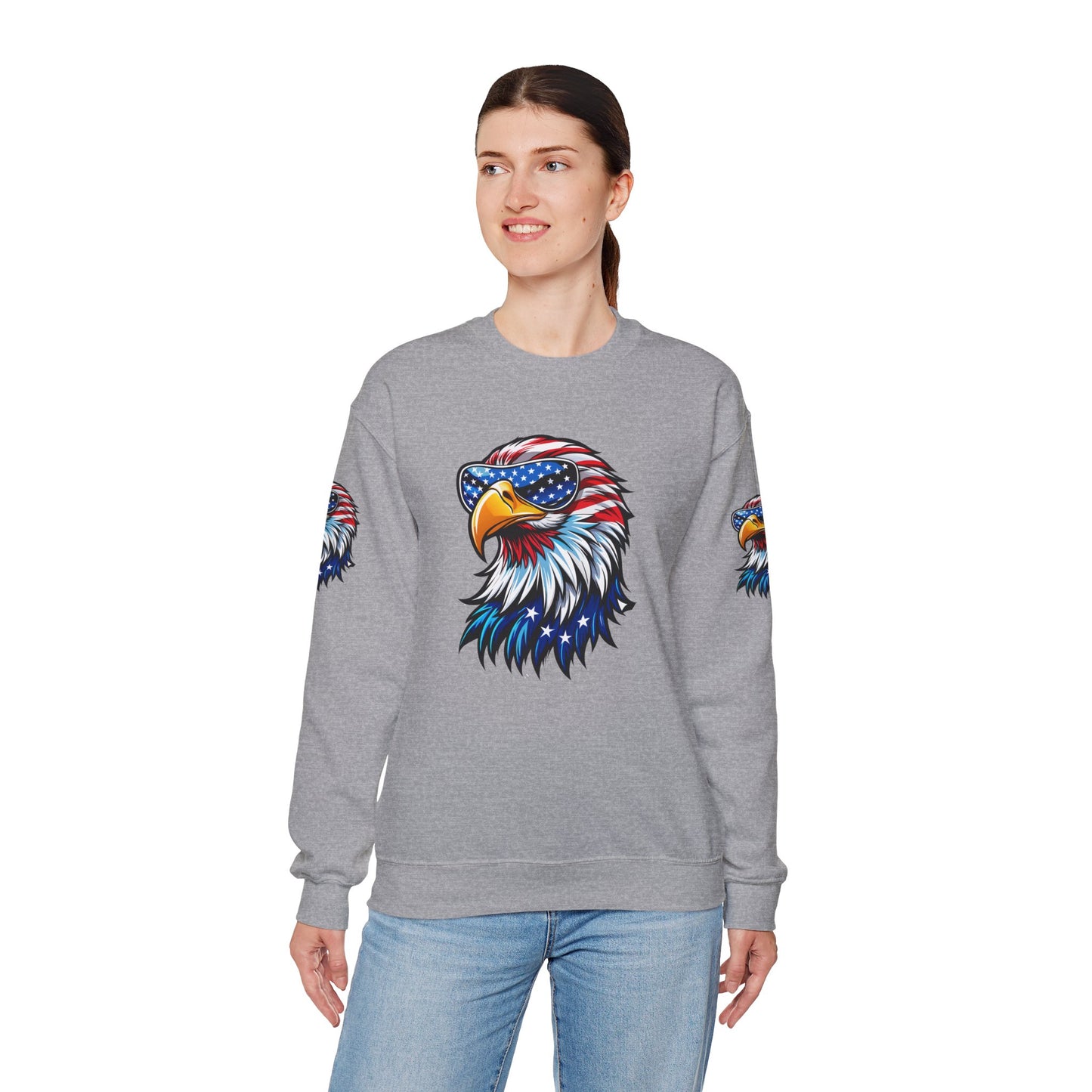 Princess Grace Patriotic Eagle Sweatshirt Unisex Heavy Blend Crewneck for Independence Day