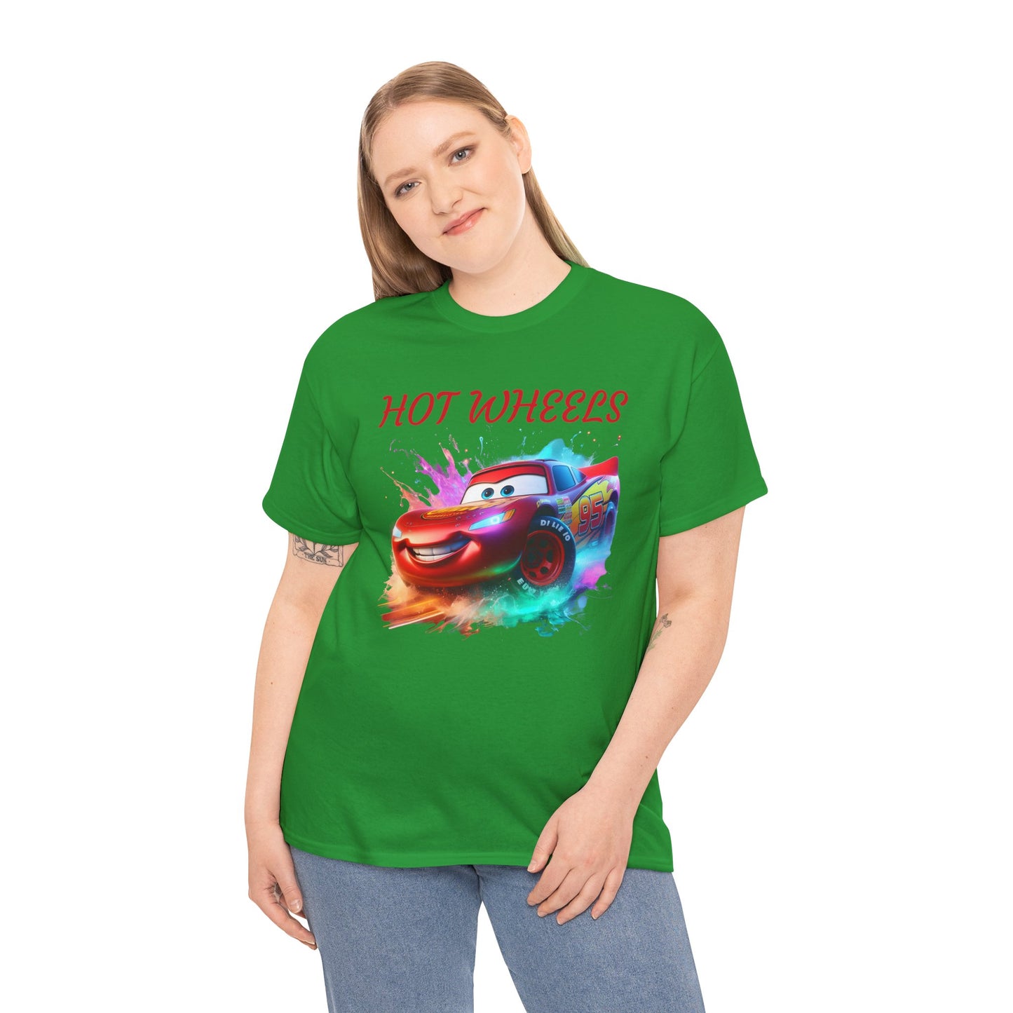 Princess Grace Hot Wheels Unisex Heavy Cotton Tee Fun Car Graphic T-Shirt for Kids and Adults