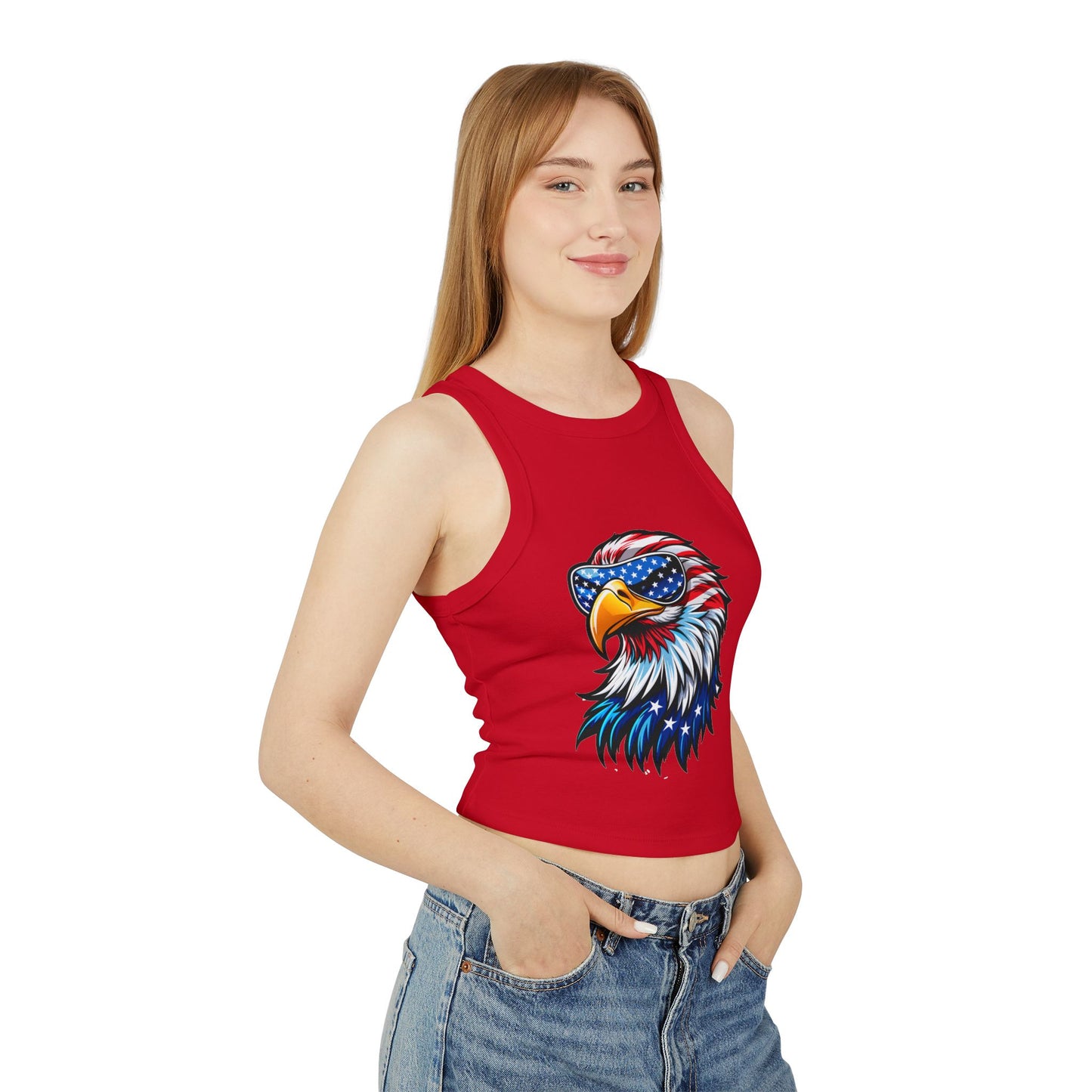 Princess Grace Patriotic Eagle Racer Tank Top USA Inspired Women's Activewear