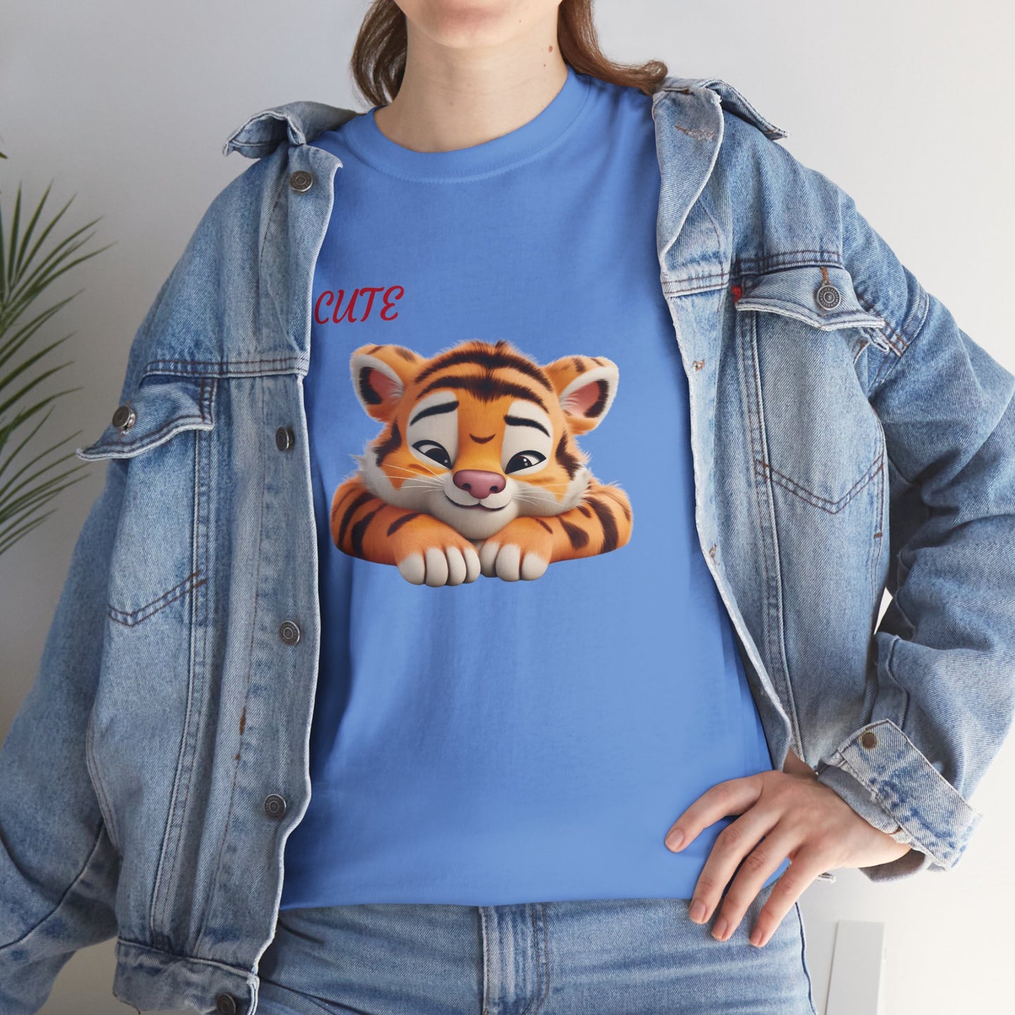 Princess Grace Cute Tiger Graphic Unisex Heavy Cotton Tee Perfect for Animal Lovers and Everyday Comfort