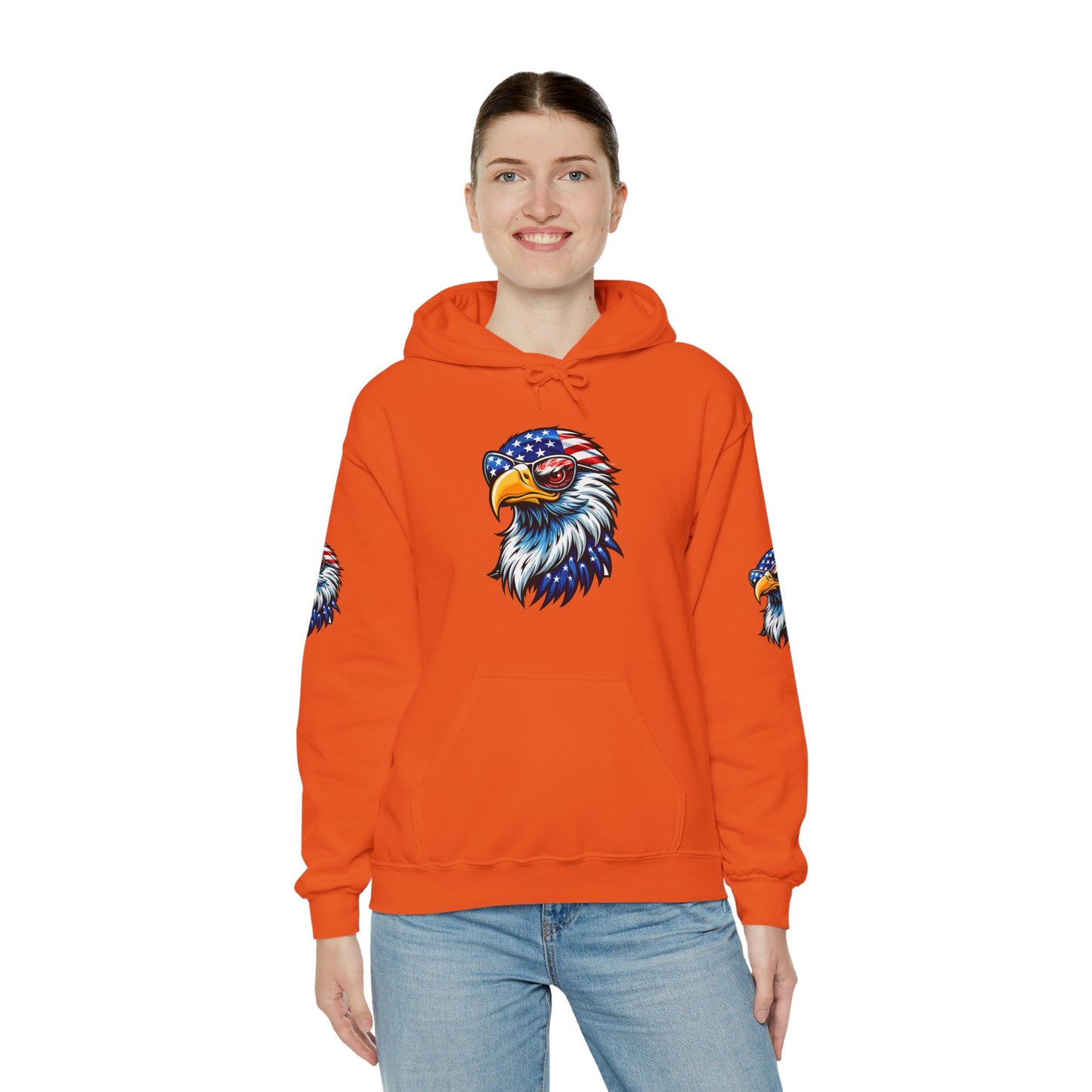 Princess Grace Patriotic Eagle Hoodie Unisex Heavy Blend Sweatshirt with USA Flag Design
