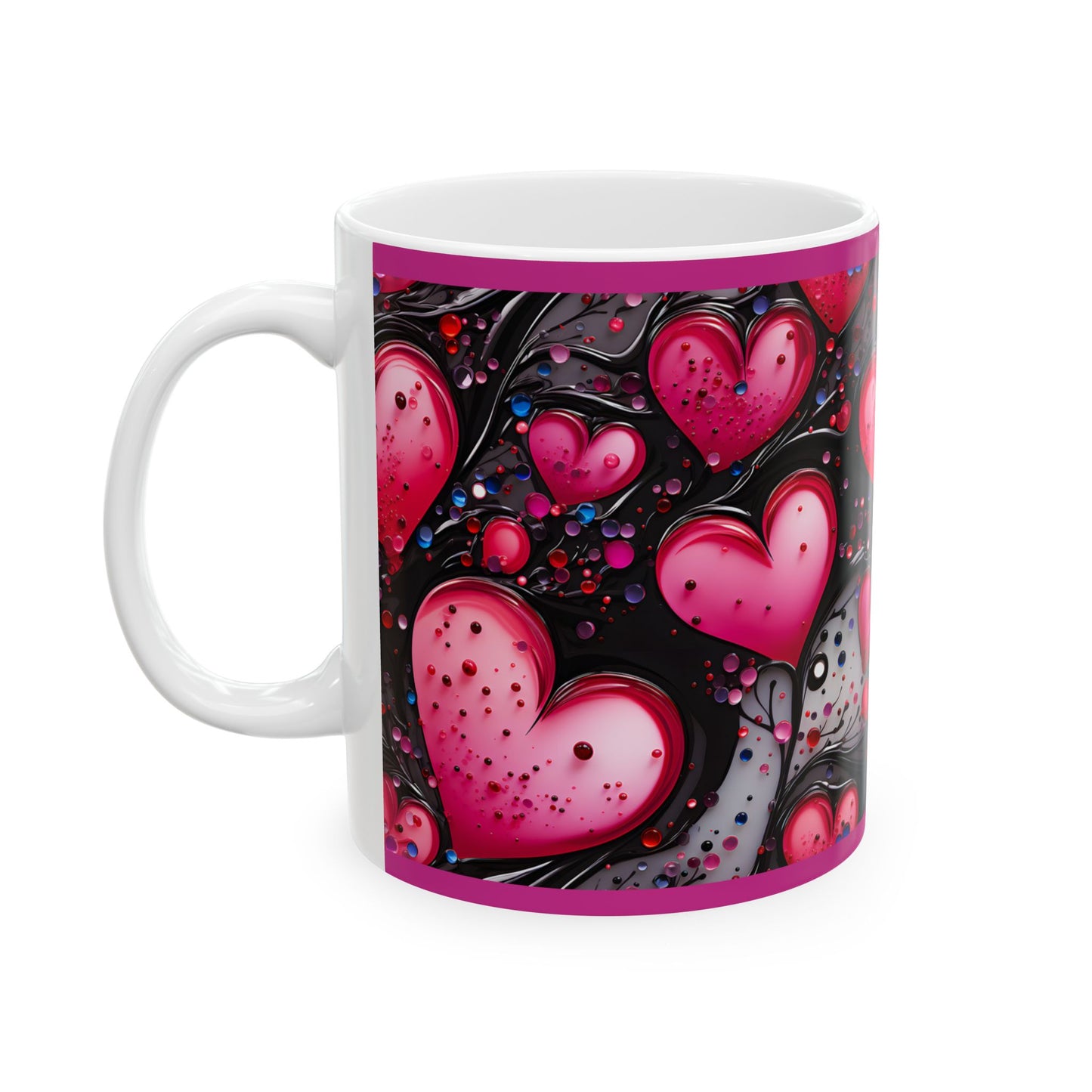 Princess Grace Colorful Heart Design Ceramic Mug Perfect for Valentine's Day