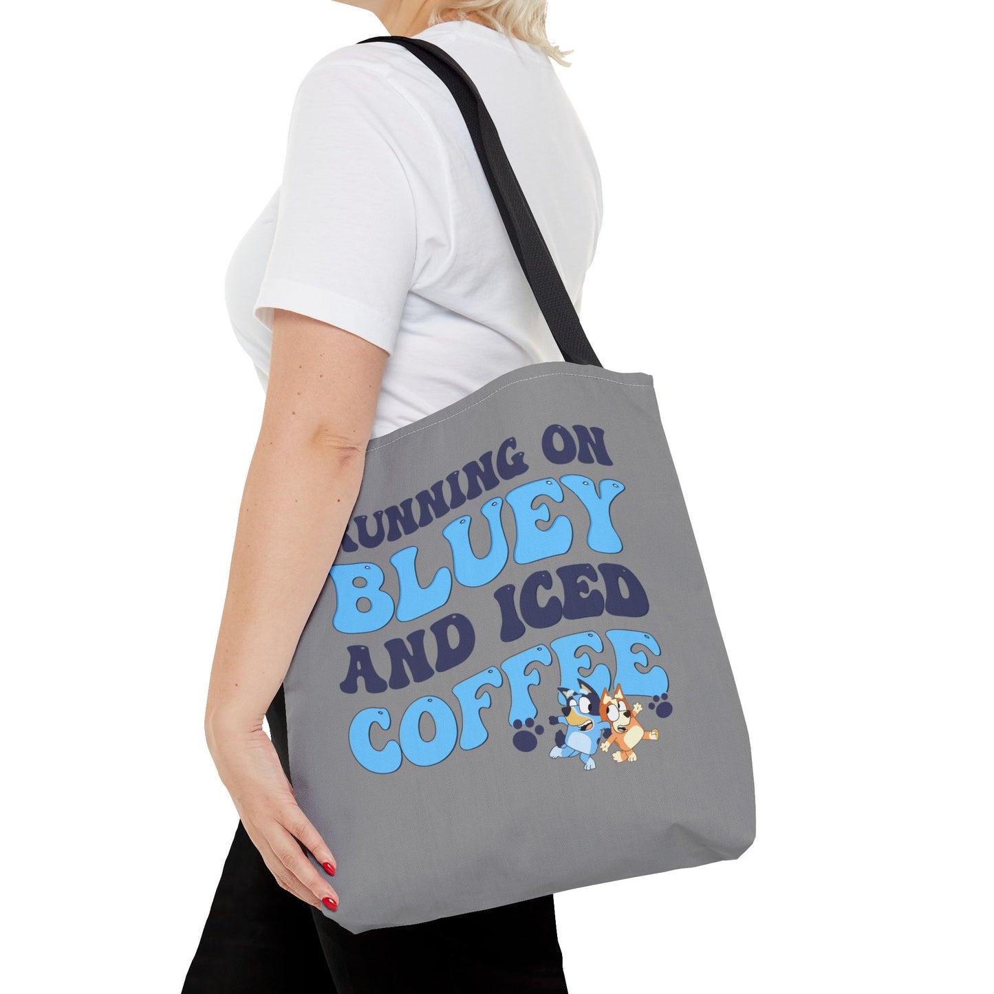 Princess Grace Running on Bluey and Iced Coffee Tote Bag Fun & Functional Everyday Bag