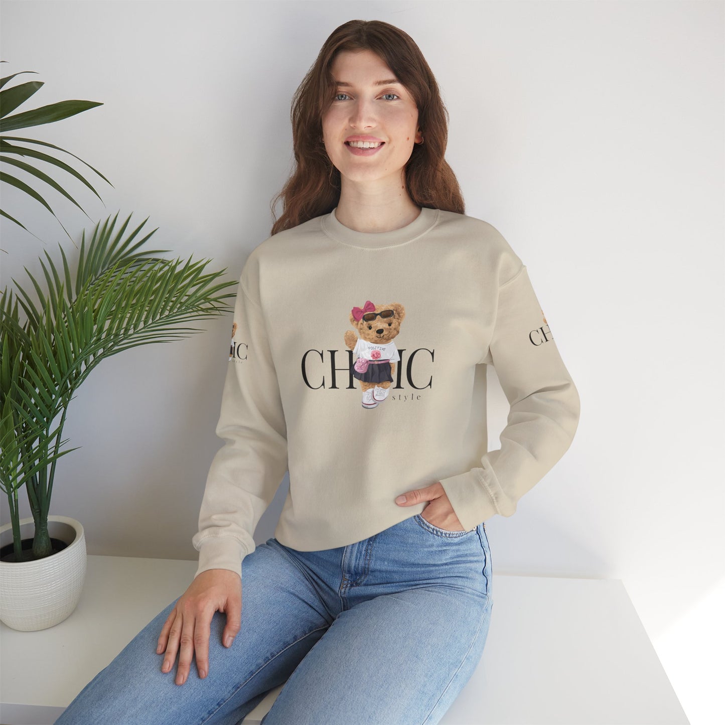 Princess Grace Chic Teddy Bear Sweatshirt Unisex Heavy Blend Crewneck
