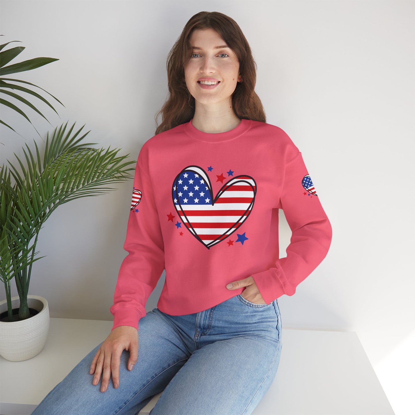 Princess Grace Patriotic Heart Crewneck Sweatshirt
