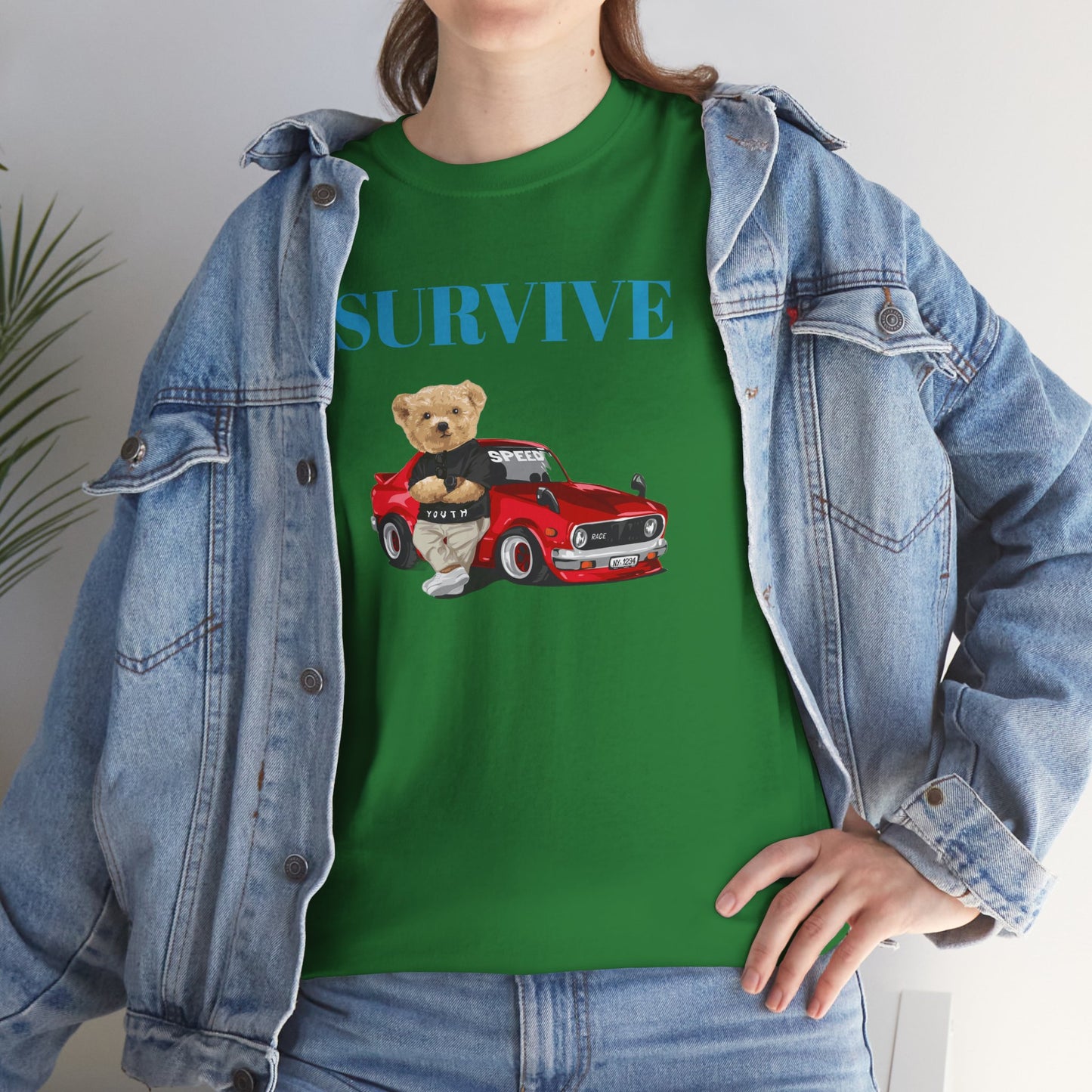 Princess Grace Survive Bear Graphic Unisex Heavy Cotton Tee