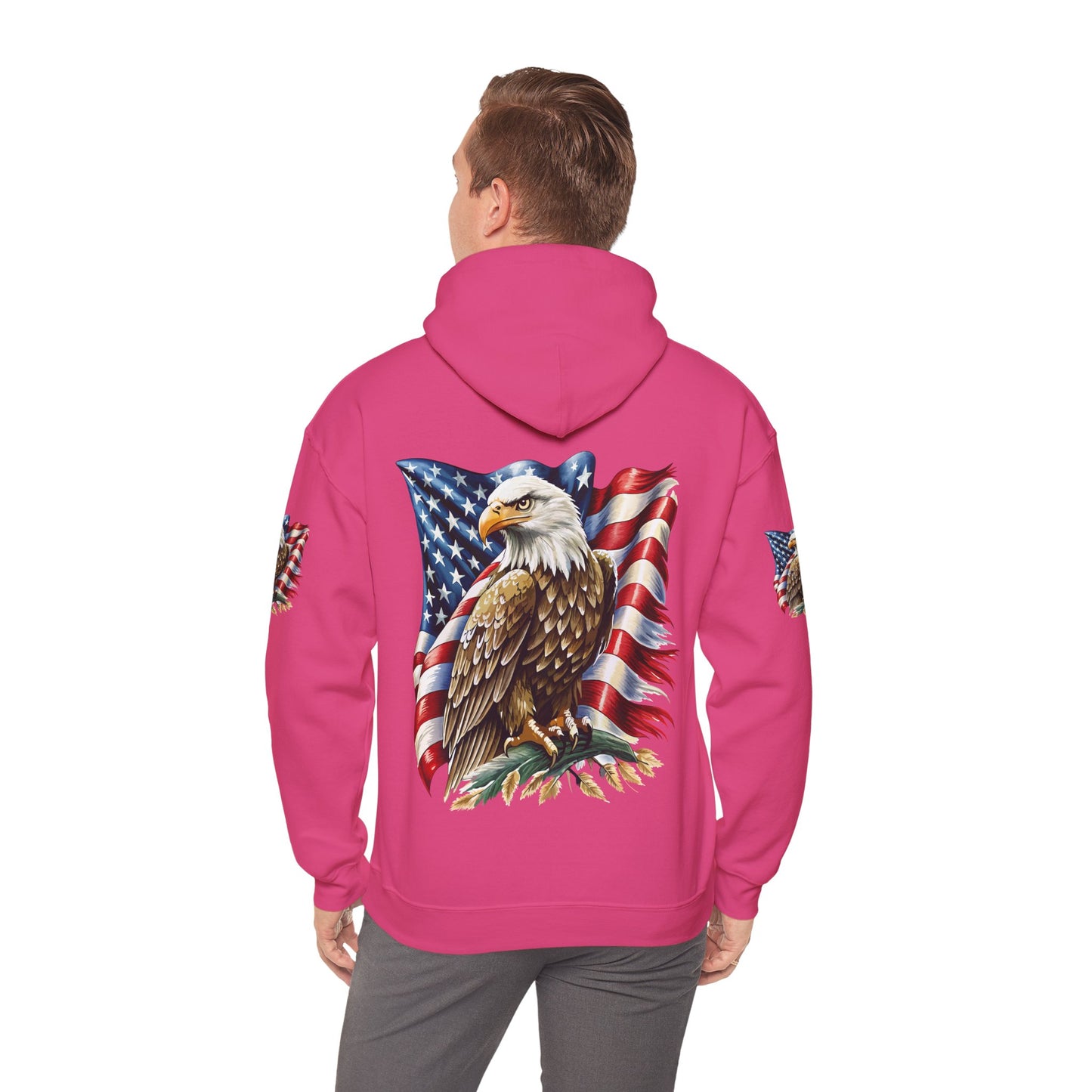 Princess Grace Patriotic Eagle Hooded Sweatshirt Unisex Heavy Blend Perfect for Memorial Day & Independence Day