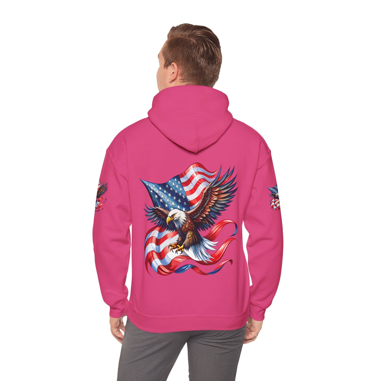 Princess Grace Patriotic Eagle Hoodie Unisex Heavy Blend Sweatshirt with American Flag Design