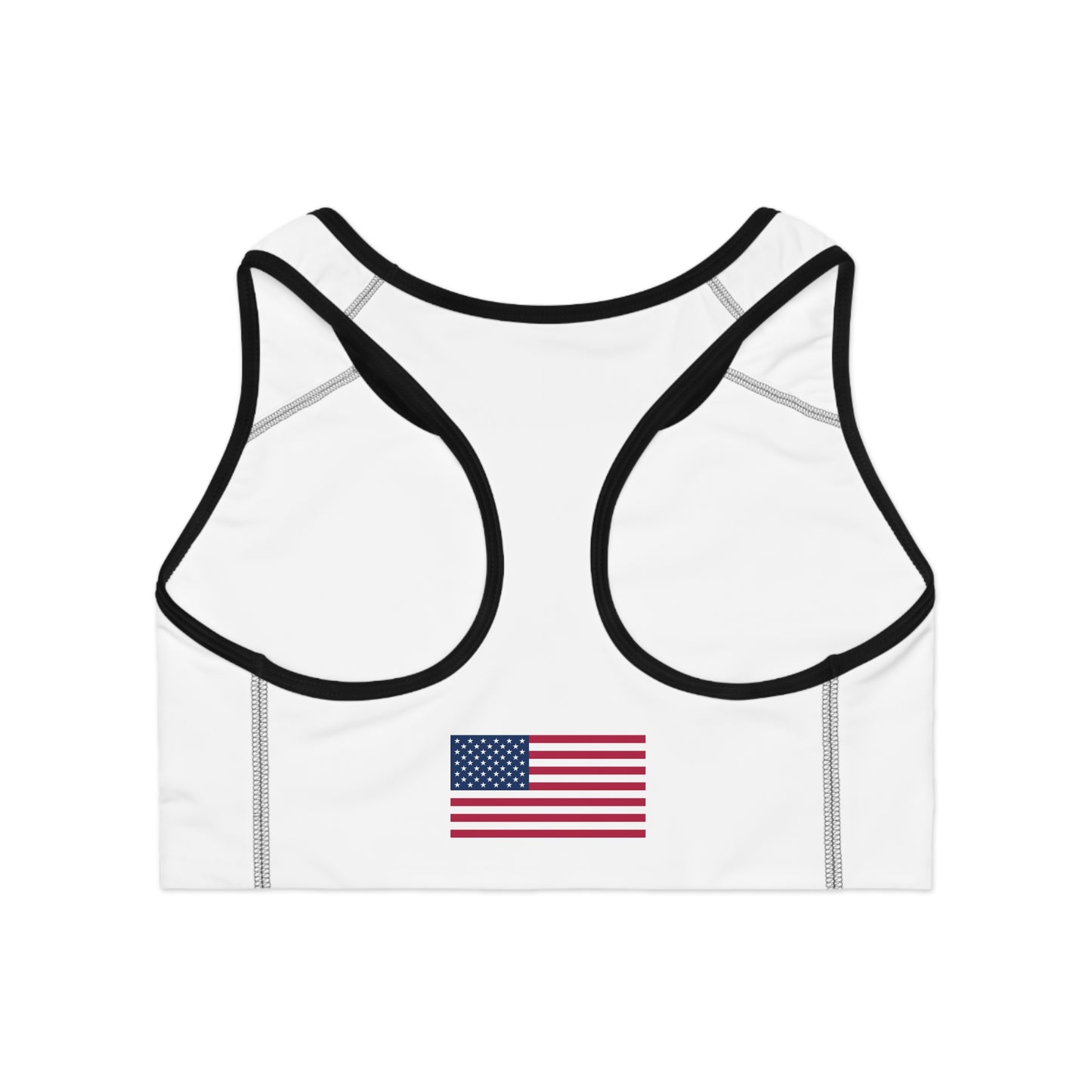 Princess Grace Patriotic Sports Bra with American Flag Print