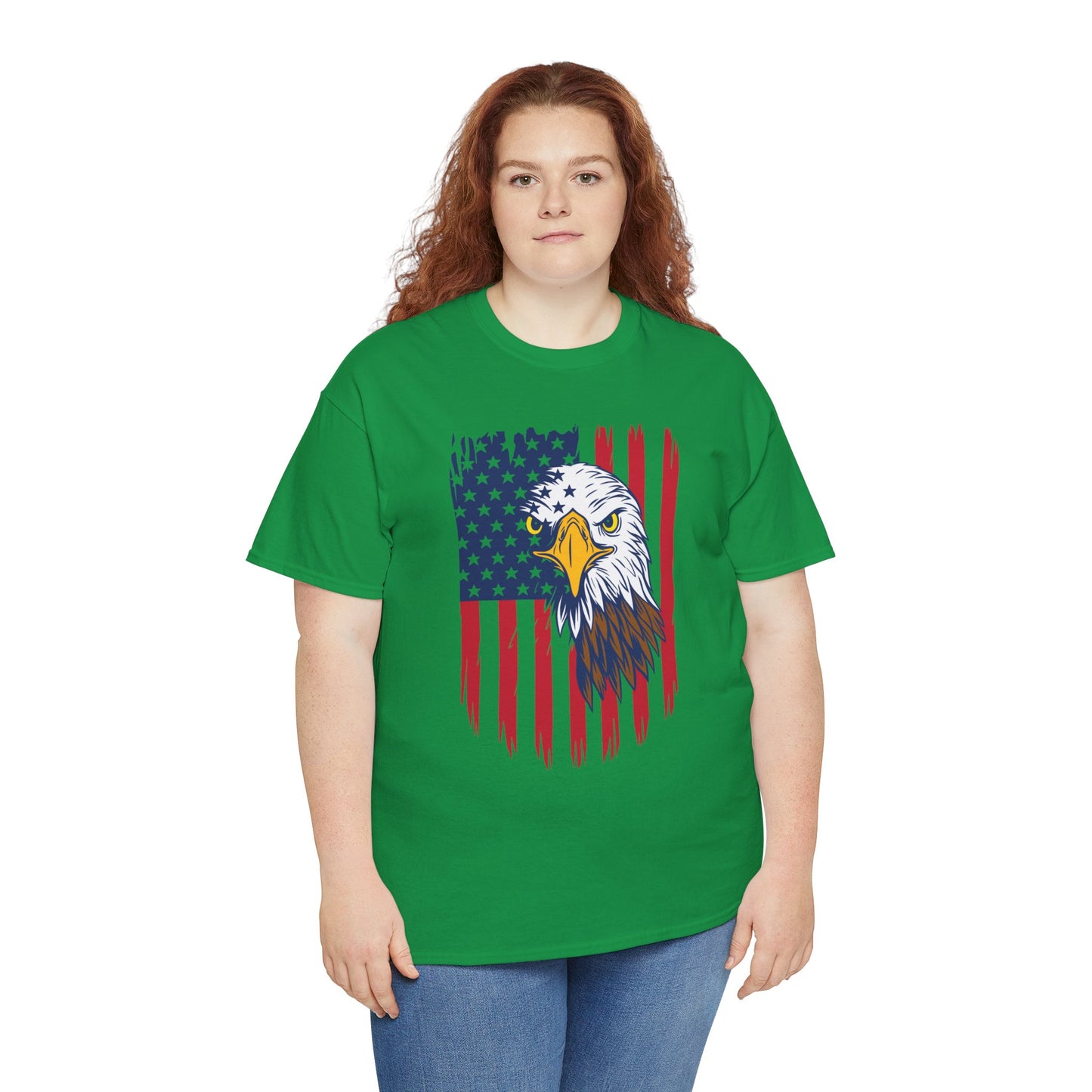 Princess Grace Eagle & American Flag Unisex Heavy Cotton Tee Patriotic Apparel for All Occasions