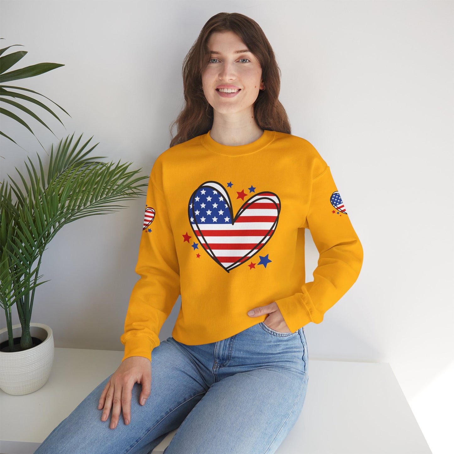 Princess Grace Patriotic Heart Crewneck Sweatshirt