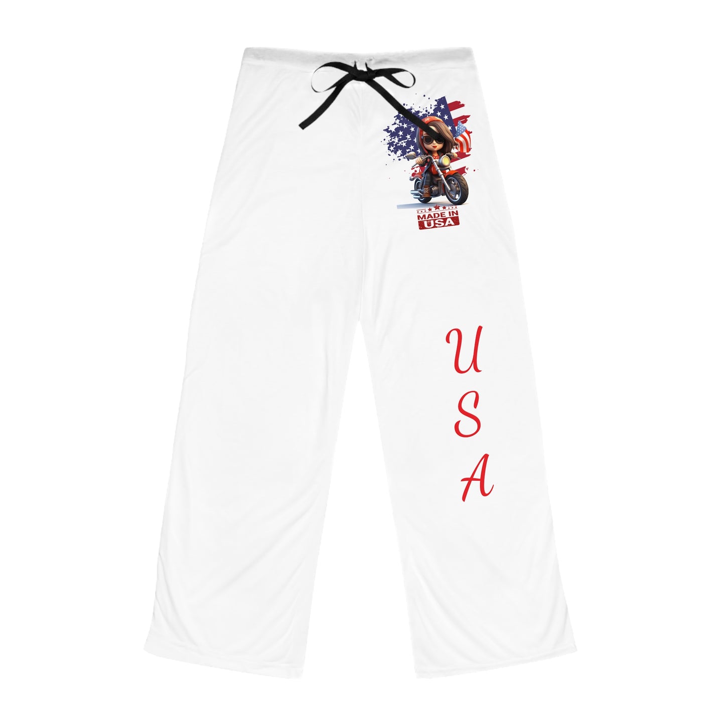 Princess Grace Patriotic Pajama Pants with USA Graphic