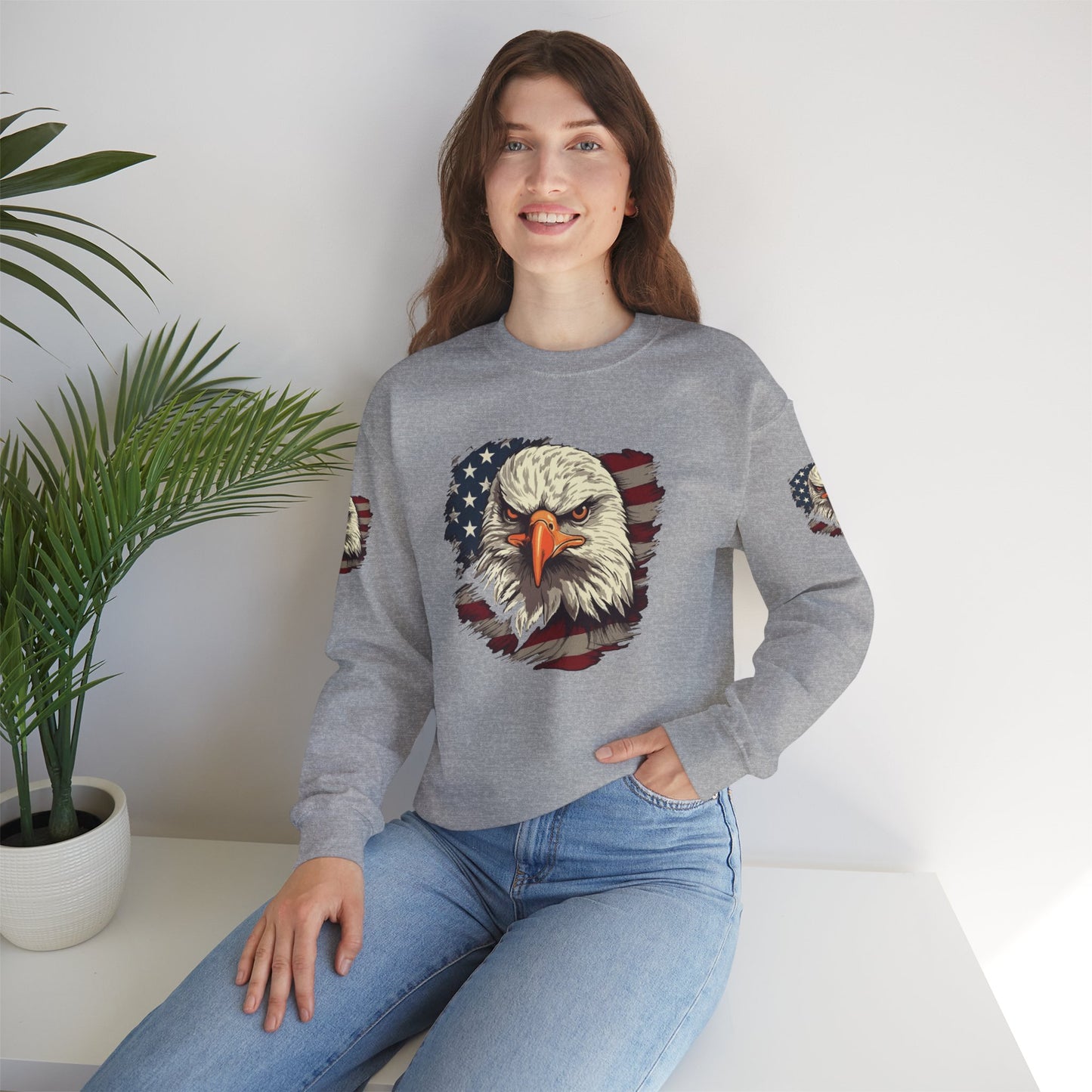 Princess Grace Patriotic Eagle Crewneck Sweatshirt Unisex Heavy Blend