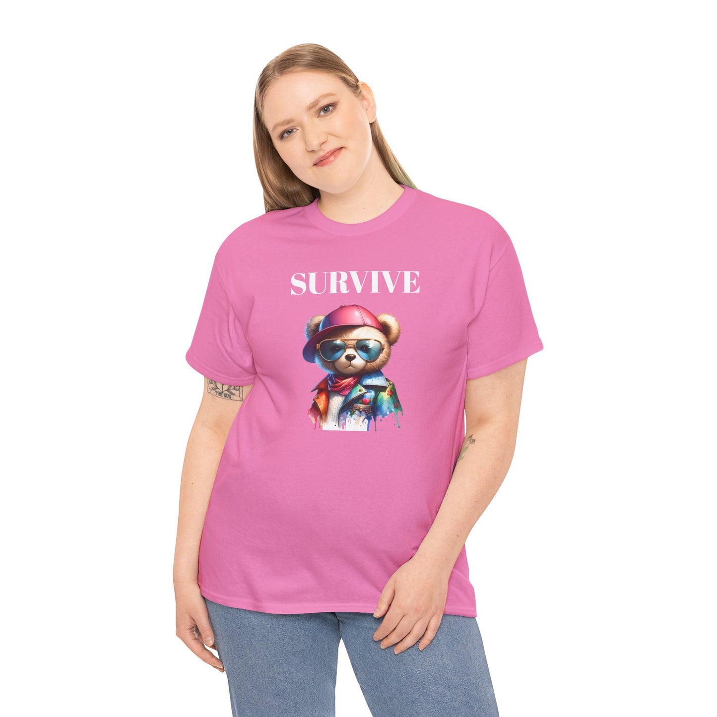 Princess Grace Survive Bear Unisex Heavy Cotton Tee Cool Graphic T-Shirt for Casual Style