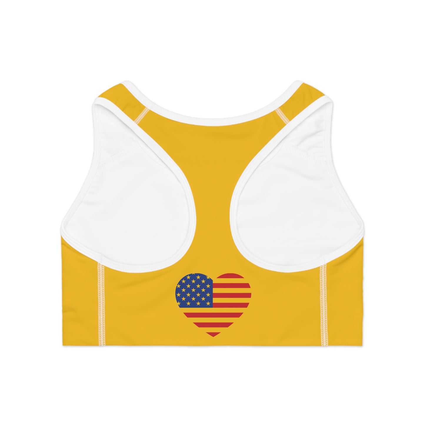 Princess Grace Patriotic Heart Sports Bra USA Flag Design