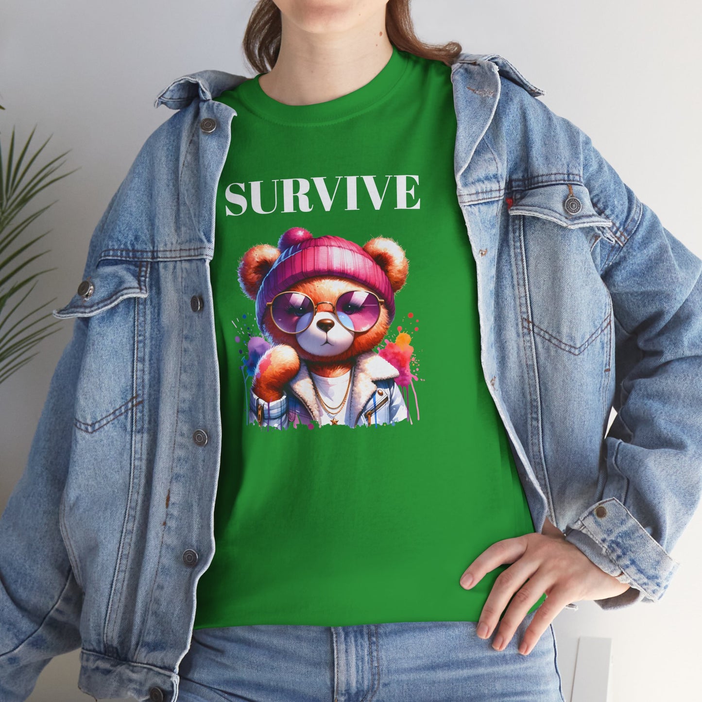 Princess Grace Survive Bear Graphic Tee Unisex Heavy Cotton T-Shirt