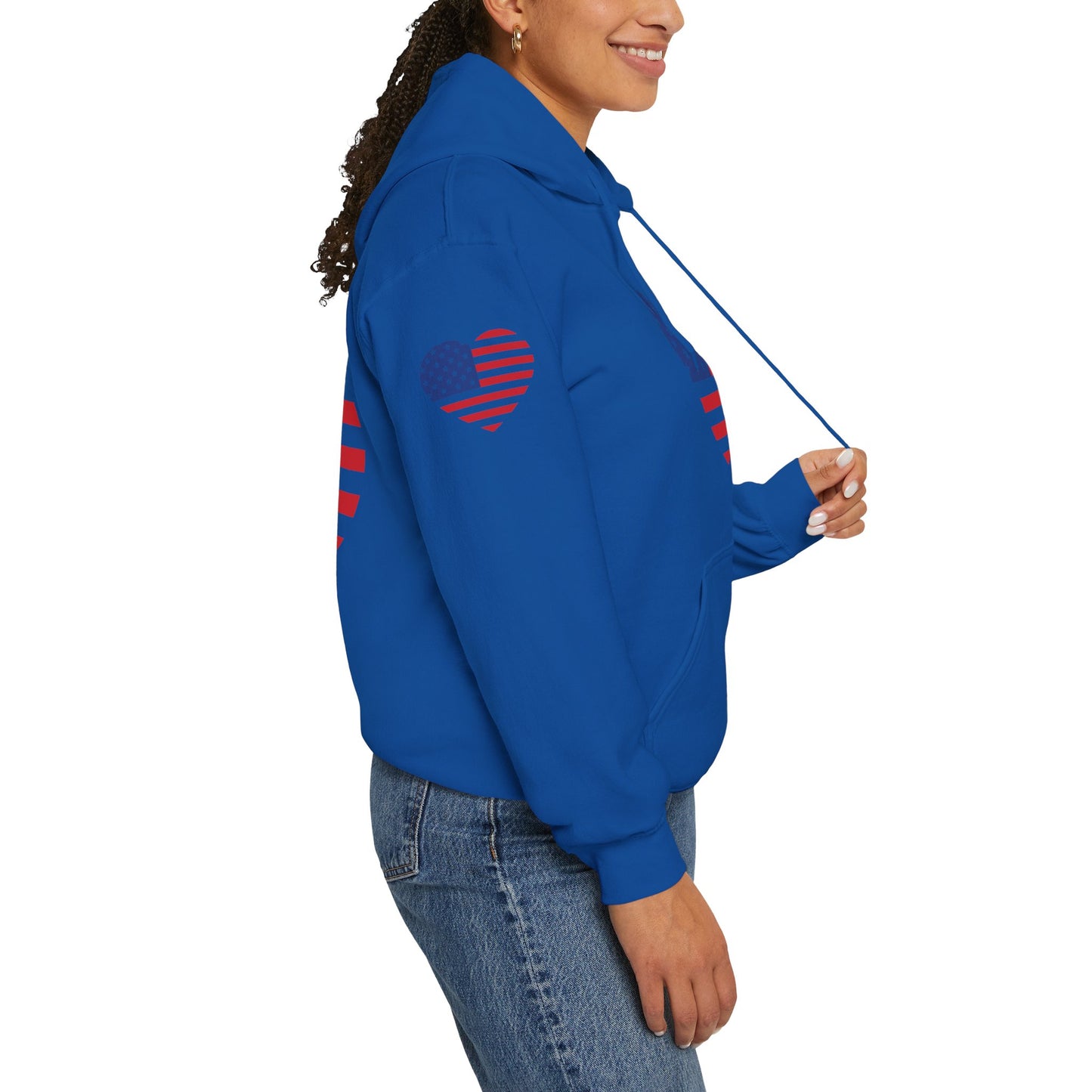 Princess Grace Patriotic Heart Design Unisex Hoodie Perfect for Holidays and Celebrations