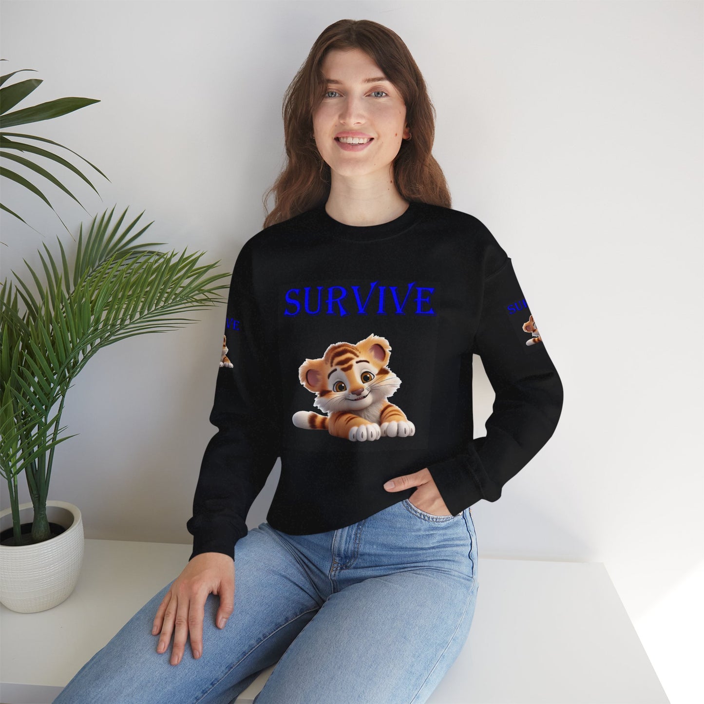 Princess Grace Survive Tiger Unisex Heavy Blend Crewneck Sweatshirt