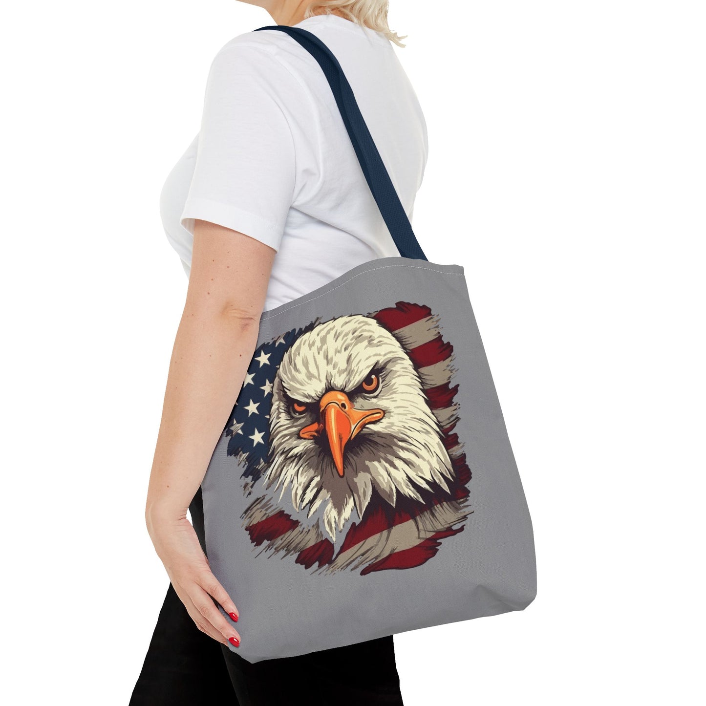Princess Grace Patriotic Eagle Tote Bag USA Flag Design Eco Friendly Shopping Bag