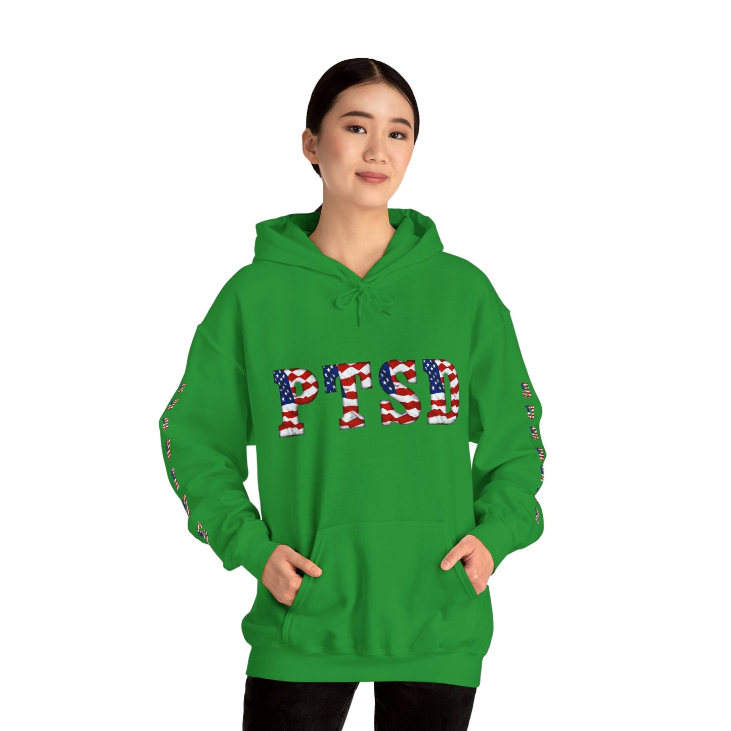 Princess Grace PTSD Awareness Unisex Heavy Blend Hoodie Support Survivors with American Flag Design