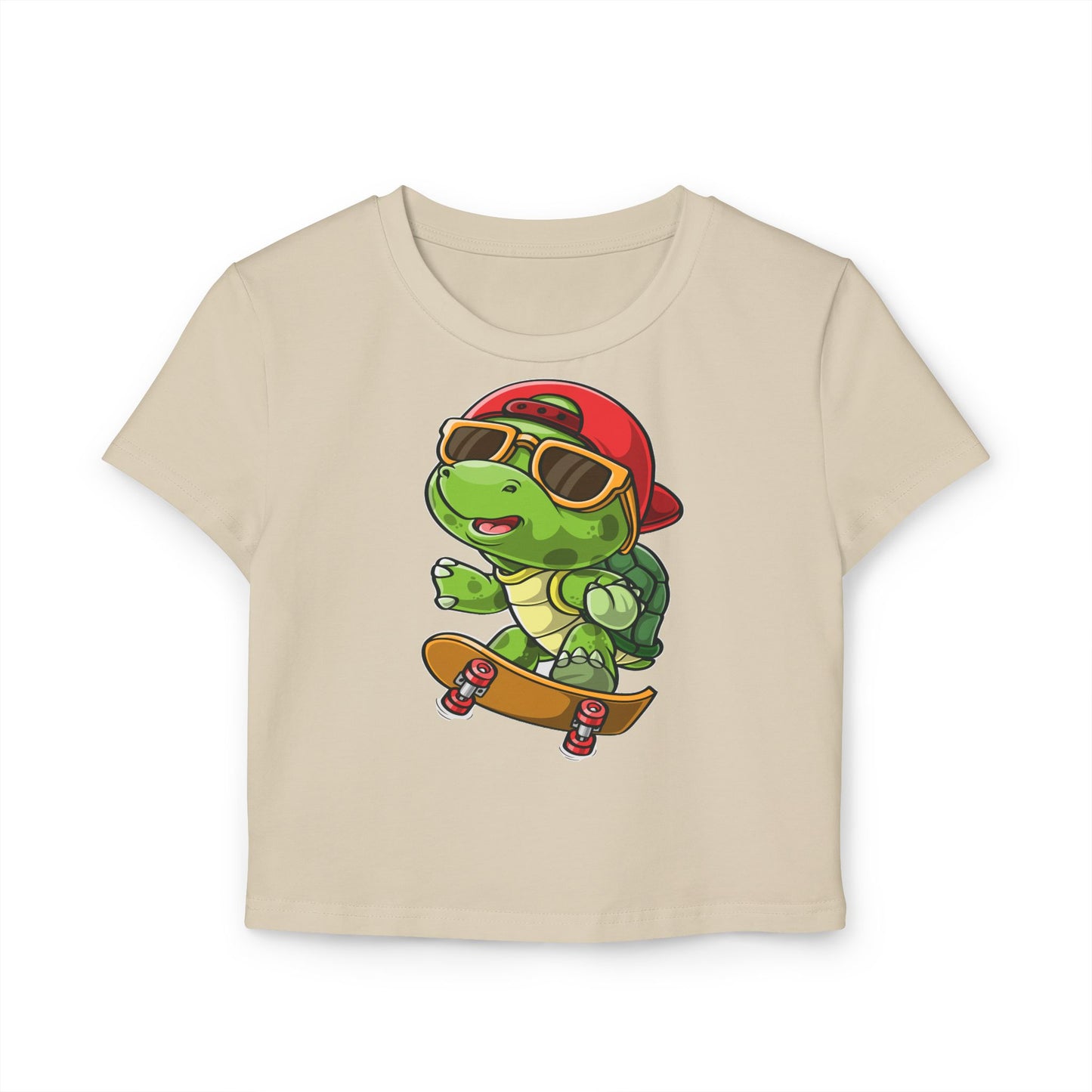 Princess Grace Cute Skateboarding Turtle Women's Baby Tee