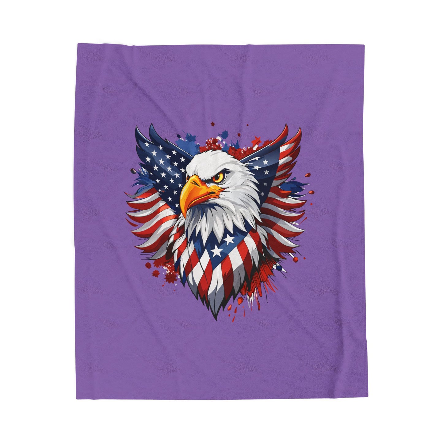 Princess Grace Patriotic Eagle Velveteen Plush Blanket Cozy American Pride Decor