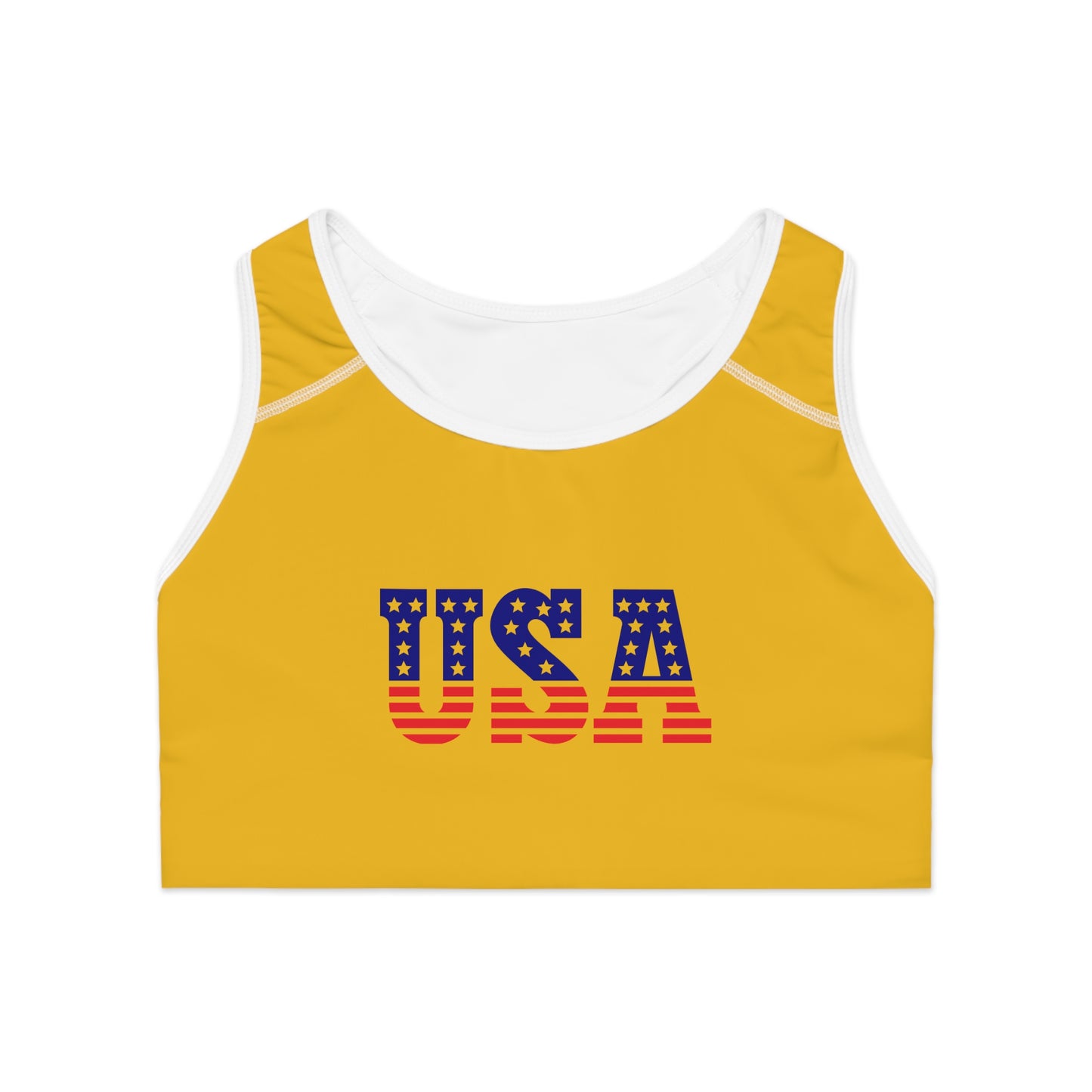 Princess Grace USA Flag Sports Bra - Perfect for Gym, Workout and Patriotic Events