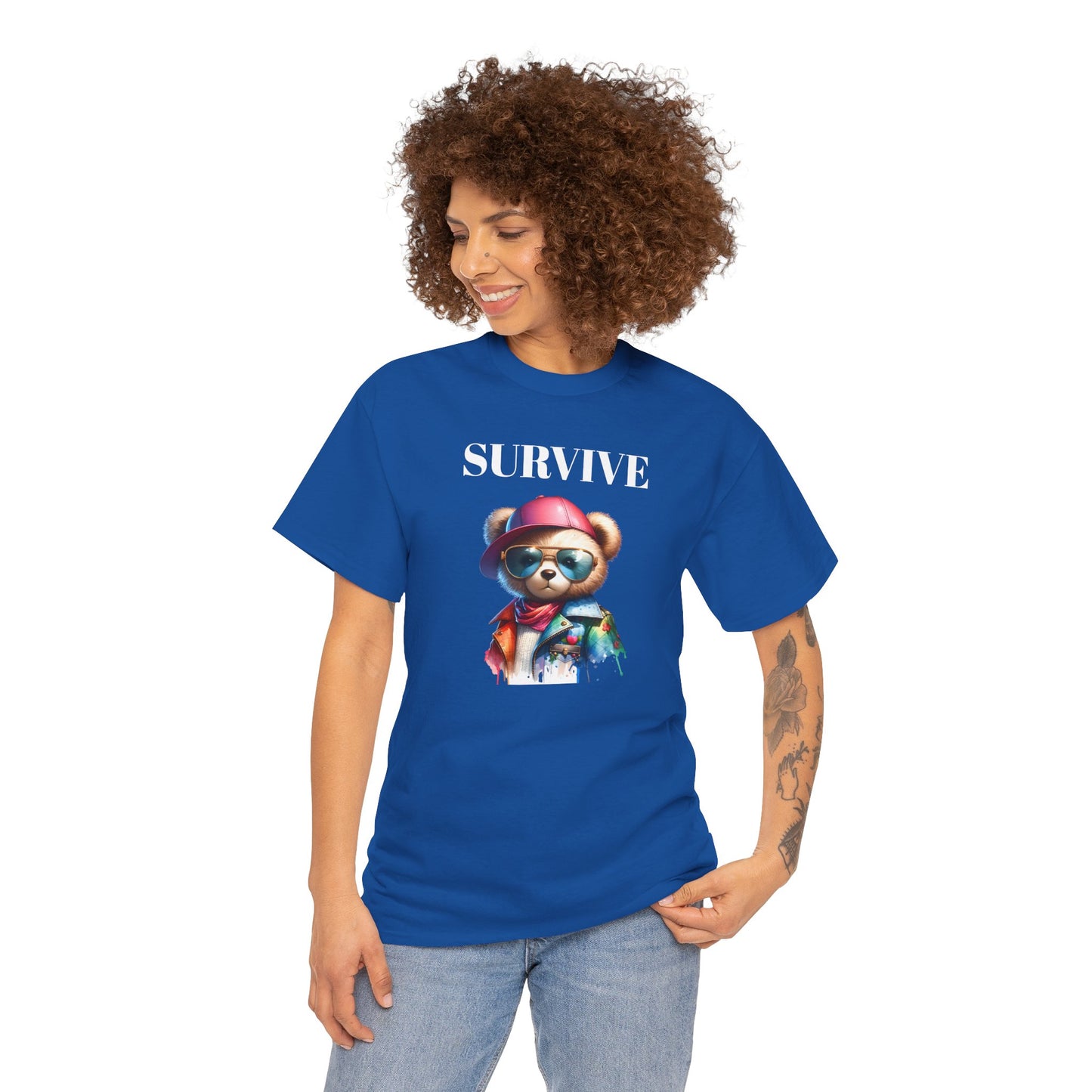 Princess Grace Survive Bear Unisex Heavy Cotton Tee Cool Graphic T-Shirt for Casual Style