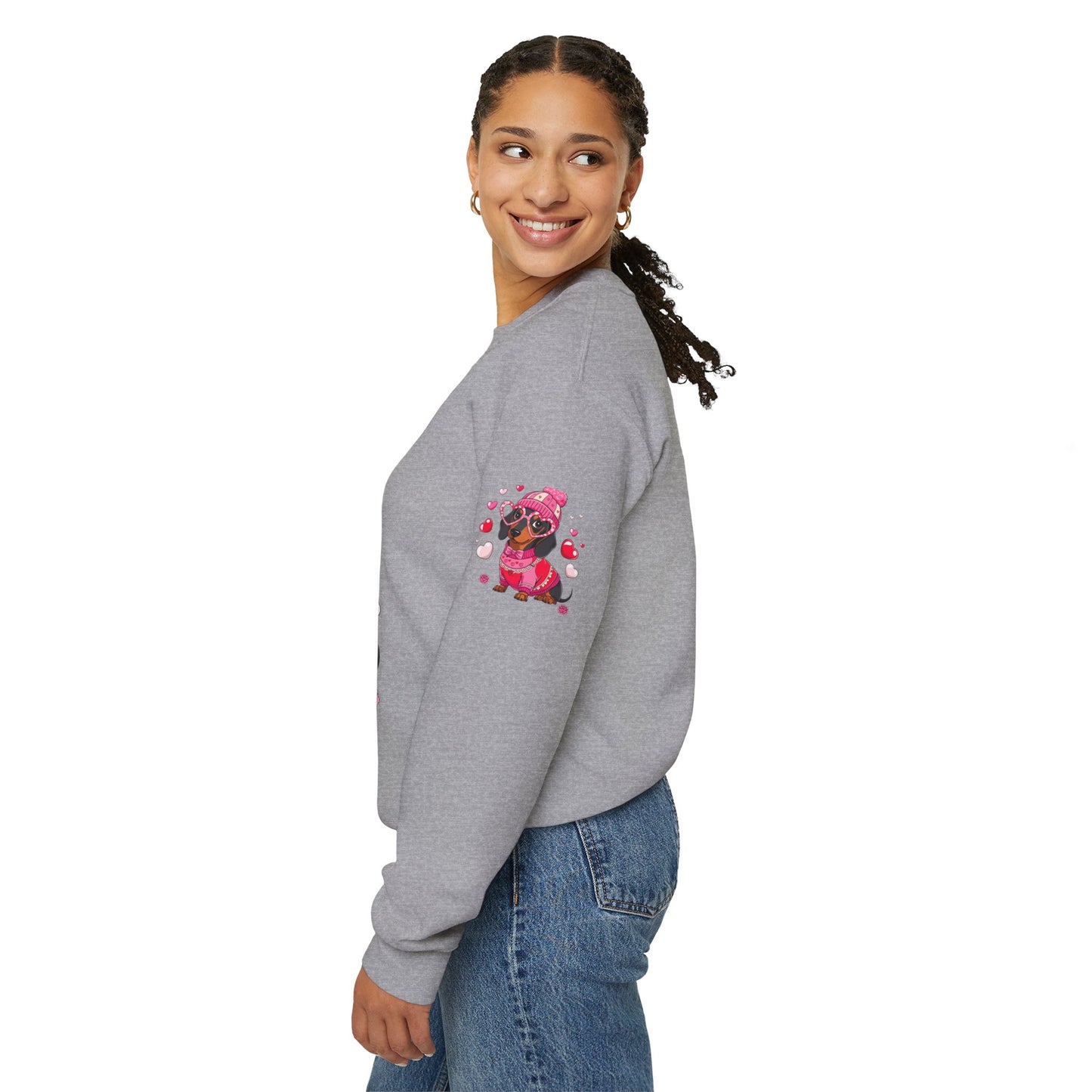 Princess Grace Cute Dachshund Love Sweatshirt Cozy Unisex Crewneck for Pet Lovers