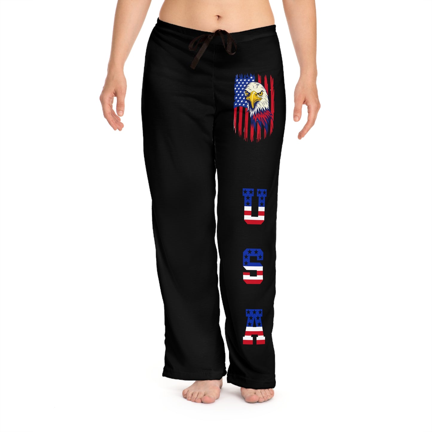 Princess Grace Patriotic Pajama Pants with Eagle Design USA Flag Style