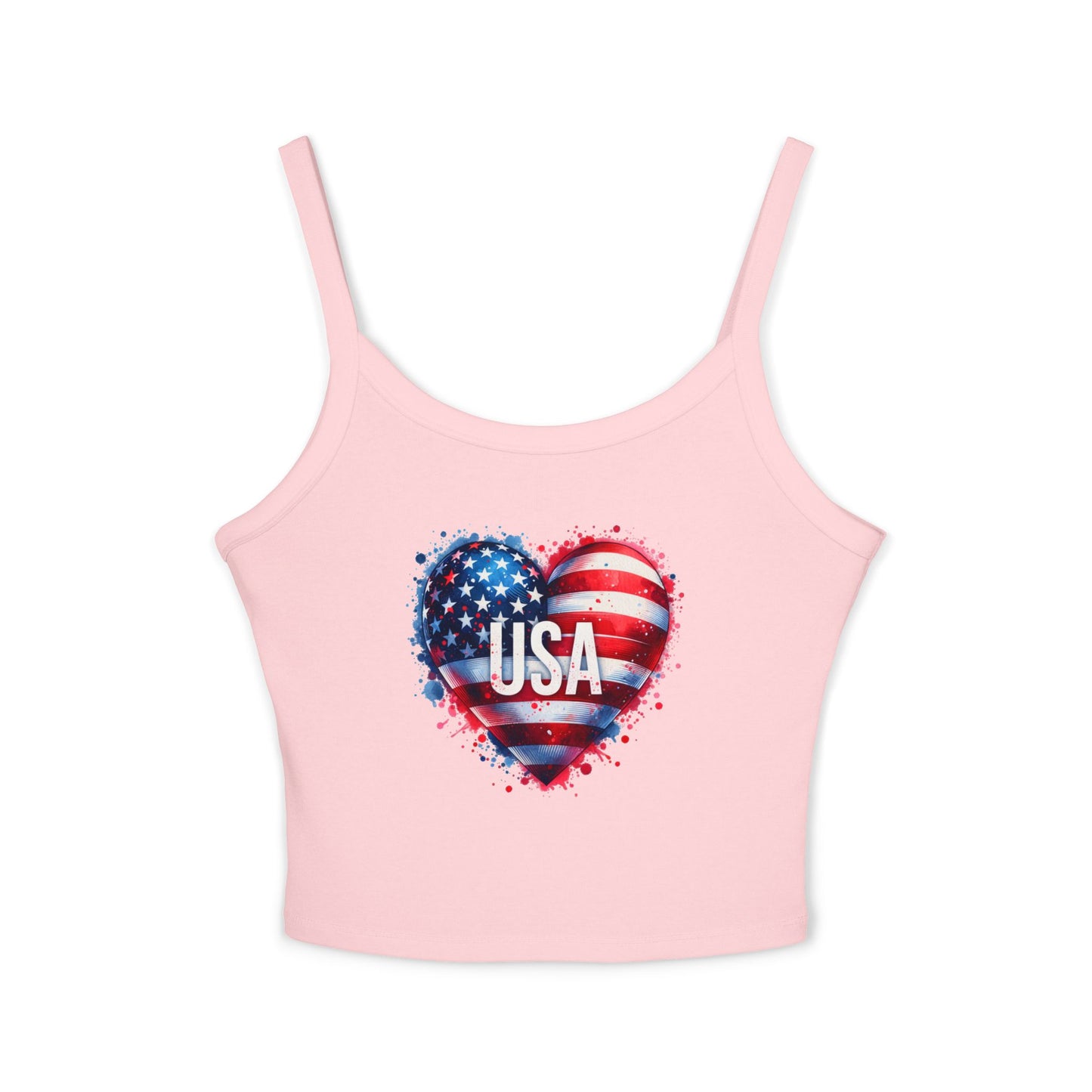 Princess Grace Patriotic Women's Spaghetti Strap Tank Top USA Heart Design