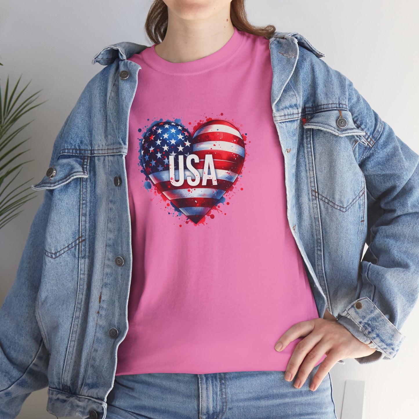 Princess Grace Patriotic Heart Unisex Cotton Tee USA Freedom Shirt