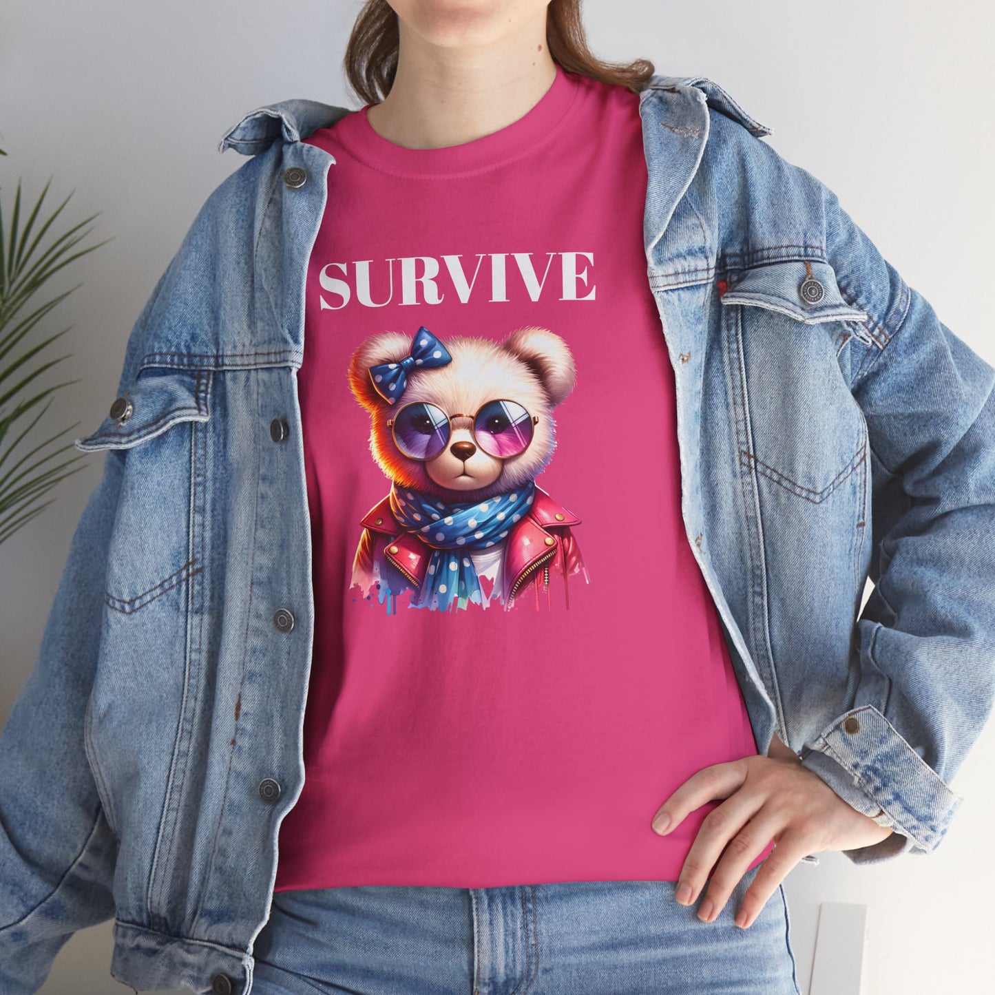 Princess Grace Cute Panda Illustration "Survive" Unisex Heavy Cotton Tee