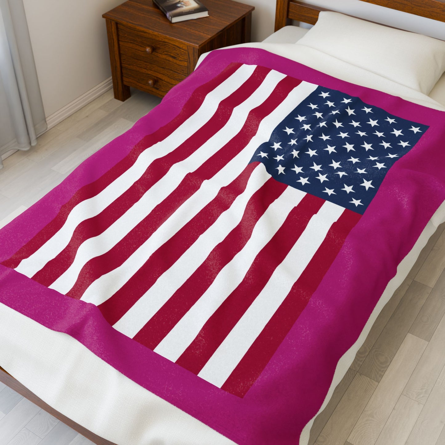 Princess Grace Patriotic Velveteen Plush Blanket Cozy American Flag Throw for Comfort and Celebration