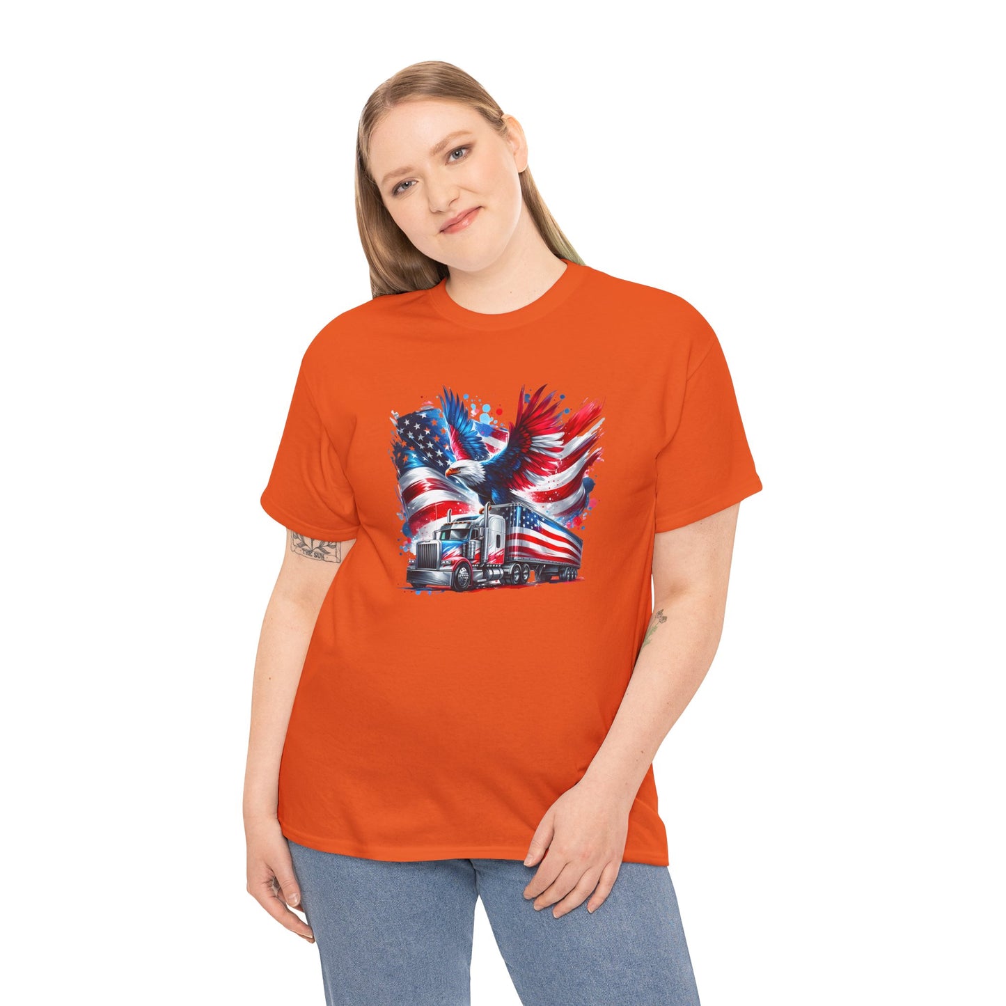 Princess Grace Patriotic Eagle Truck Unisex Heavy Cotton Tee