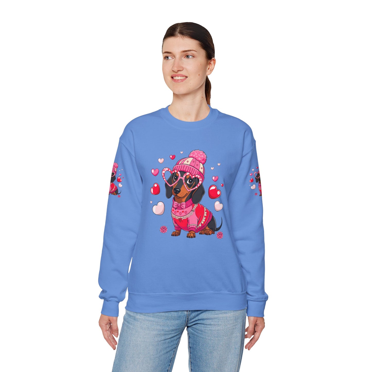 Princess Grace Cute Dachshund Love Sweatshirt Cozy Unisex Crewneck for Pet Lovers