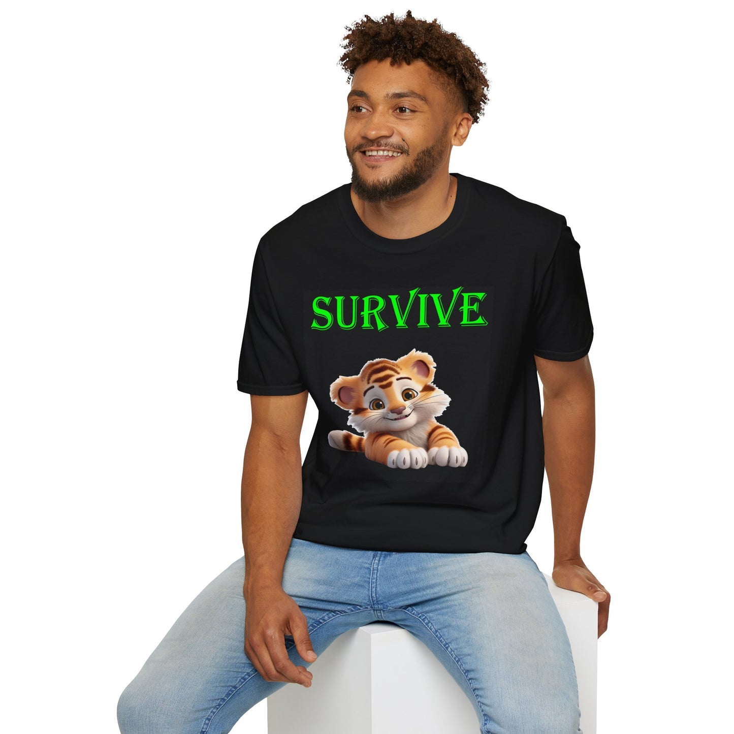 Princess Grace Survive Tiger Unisex Softstyle T-Shirt Cute Animal Graphic Tee for Nature Lovers