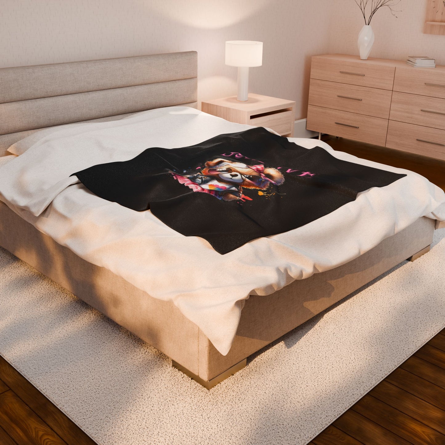 Princess Grace Survive Plush Blanket Cozy Cute Teddy Bear Design for Comfort and Style