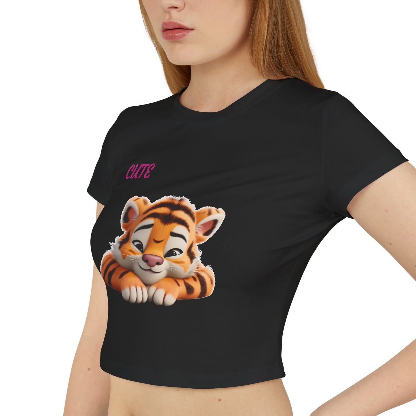 Princess Grace Cute Tiger Women's Baby Tee Playful and Stylish Top for Animal Lovers