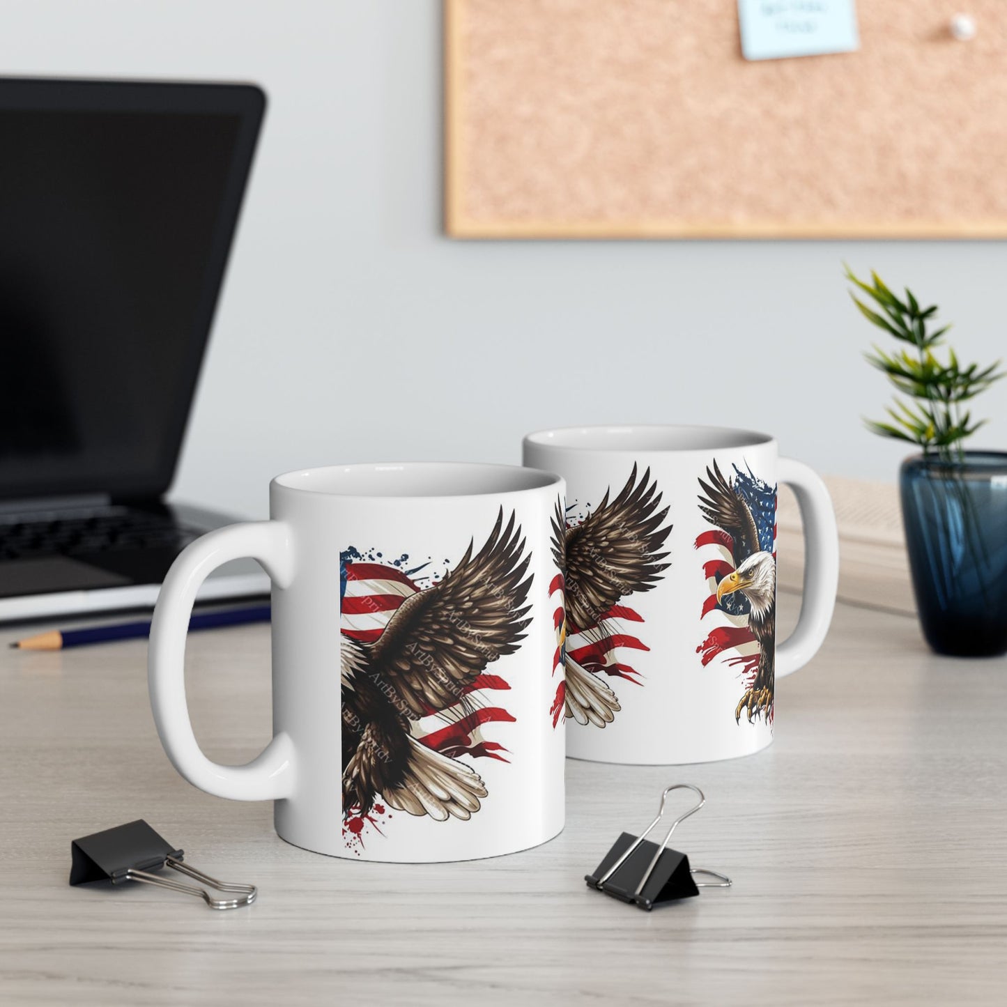 Princess Grace Patriotic Eagle Ceramic Mug, 4th of July Cup, American Flag Eagle Lover Gift, Unique Veteran Mug, Independence Day
