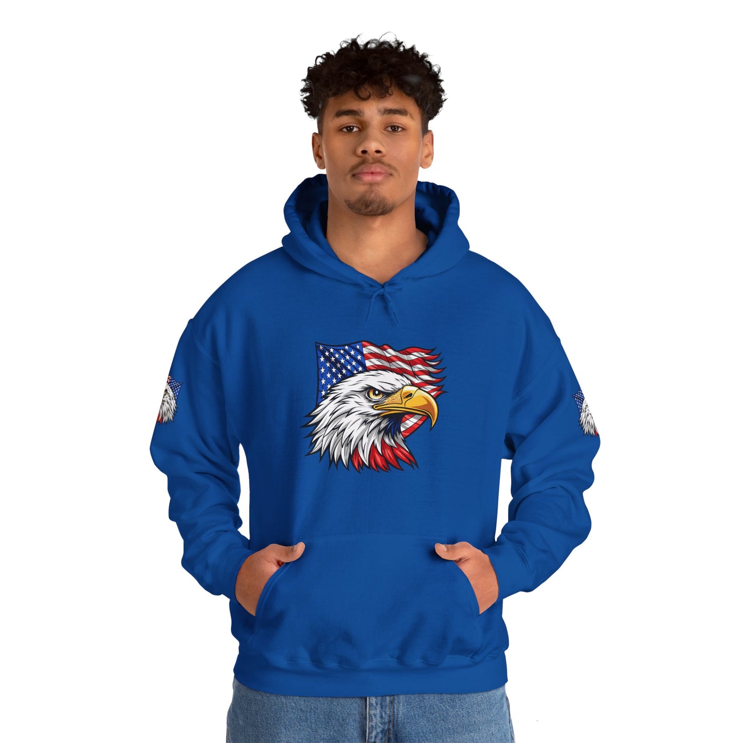 Princess Grace Patriotic Eagle Hoodie Unisex Heavy Blend Sweatshirt with American Flag Design