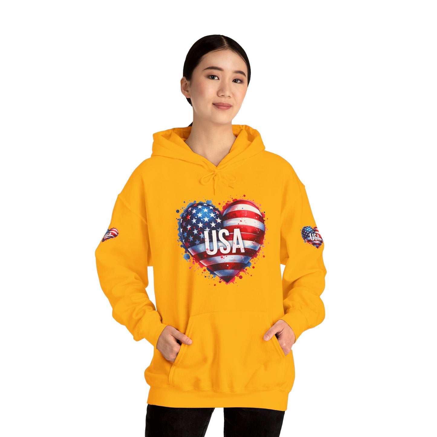 Princess Grace Patriotic Heart Hoodie for USA Lovers Unisex Heavy Blend