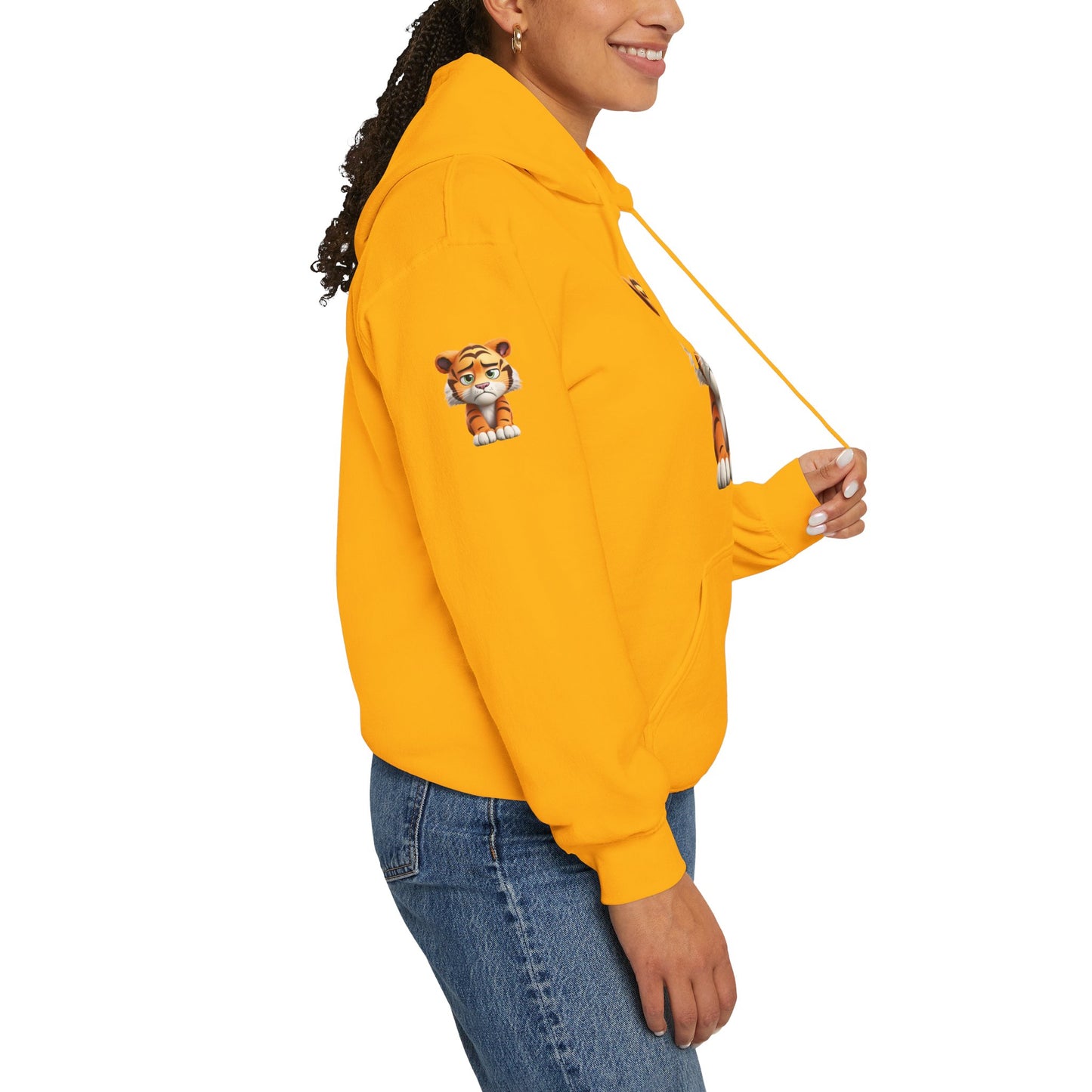 Princess Grace Playful Tiger Graphic Hoodie Unisex Heavy Blend Sweatshirt for Kids and Adults