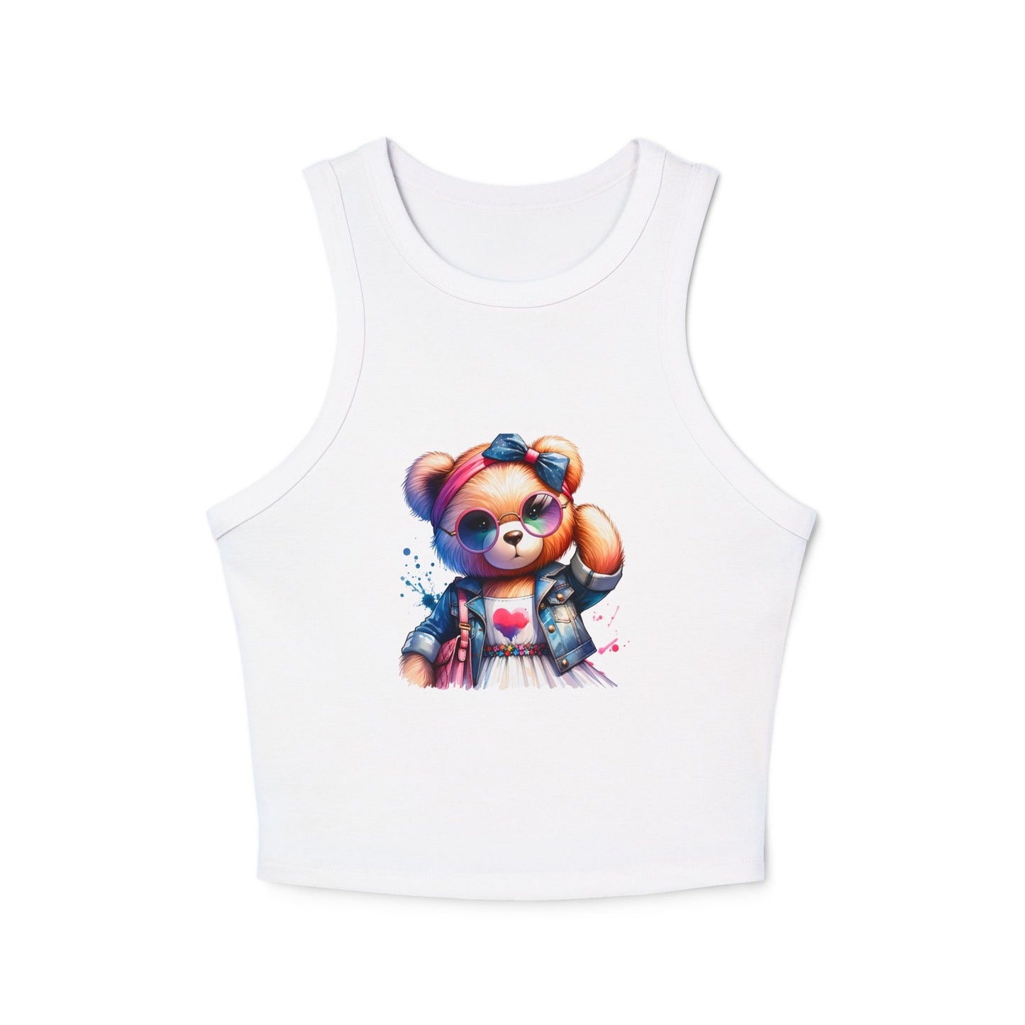Princess Grace Cute Bear Graphic Women's Micro Rib Racer Tank Top