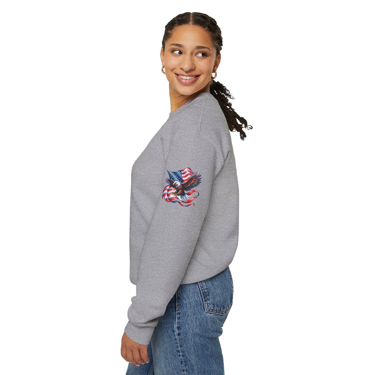 Princess Grace Patriotic Eagle Crewneck Sweatshirt Unisex Heavy Blend Perfect for Independence Day and Memorial Day