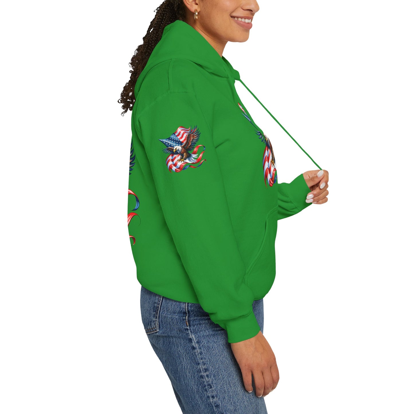 Princess Grace Patriotic Eagle Hoodie Unisex Heavy Blend Sweatshirt with American Flag Design