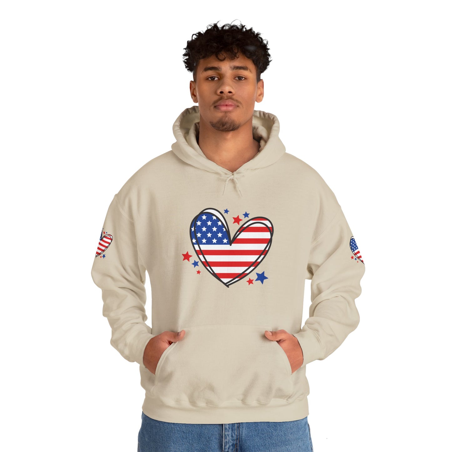 Princess Grace Patriotic Heart Hoodie Unisex Heavy Blend Hooded Sweatshirt for Independence Day & Year Round Love
